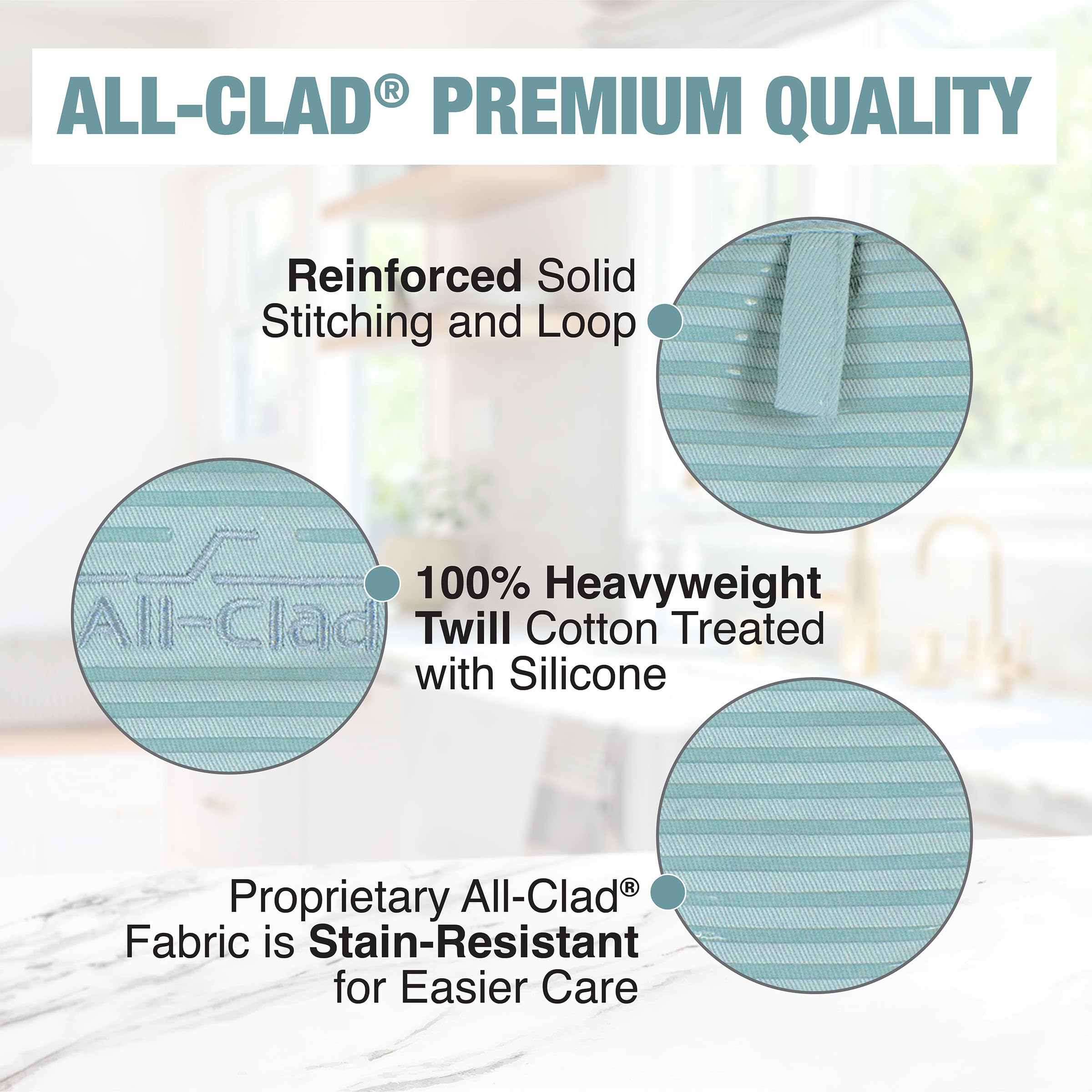 All-Clad Premium Pot Holder & Heating Pad, (2-Pack) Heat Resistant To 500 Degrees, 100% Cotton 10''X6.25'' For Kitchen And Barbe