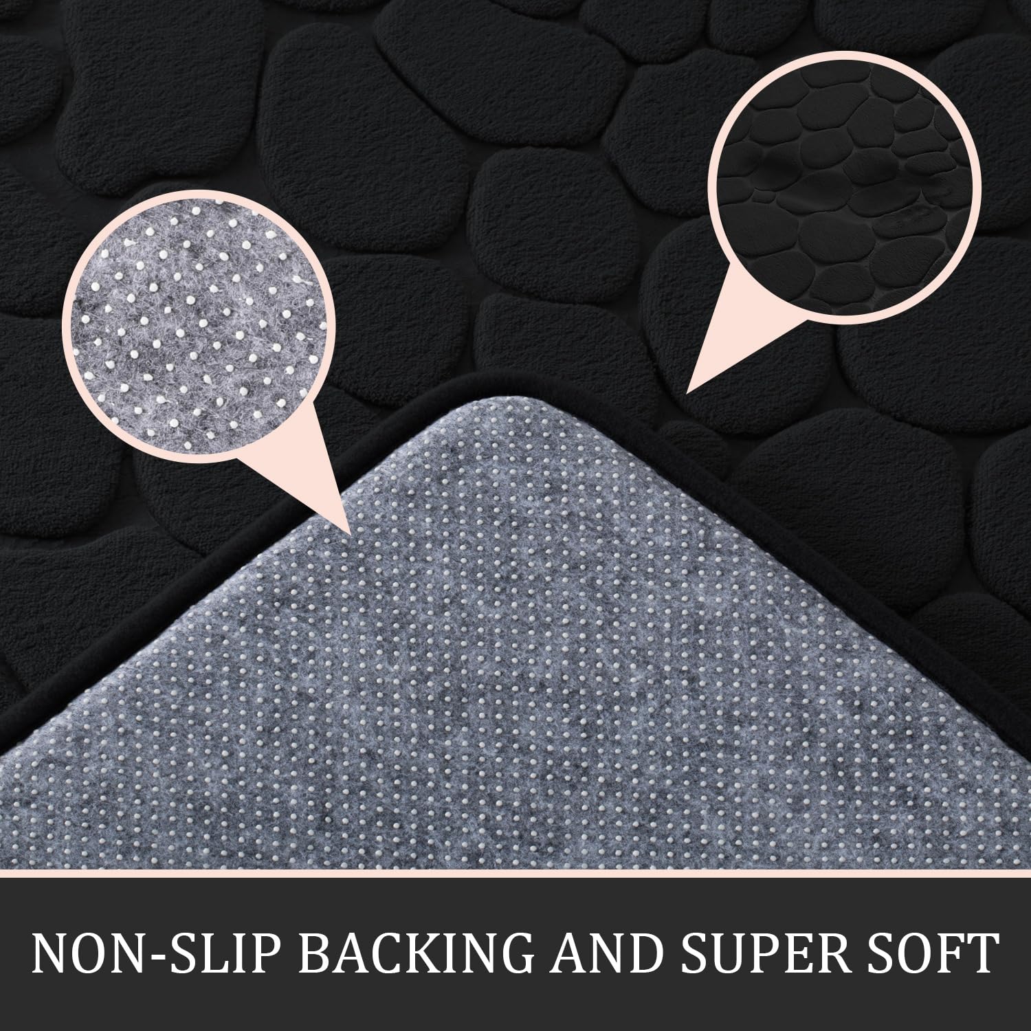 Yihouse Bathroom Rugs Sets 2 Piece, Cobblestone Memory Foam Bathroom Mats Set Extra Thick, Non Slip Bath Mats For Bathroom, Wate