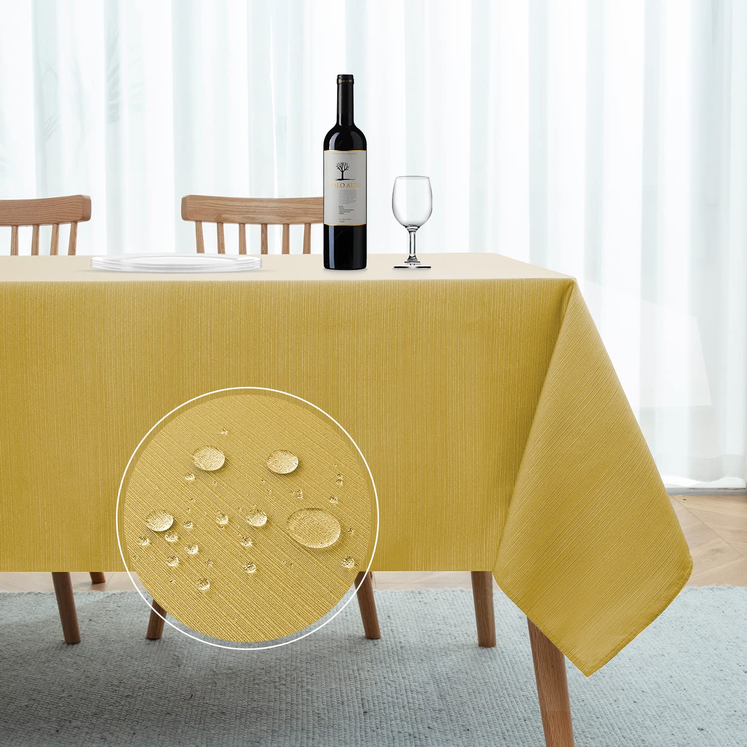 Softalker Jacquard Rectangle Tablecloth - Geometric Line Pattern Waterproof Damask Table Covers, Stain Resistant Washable Polyes