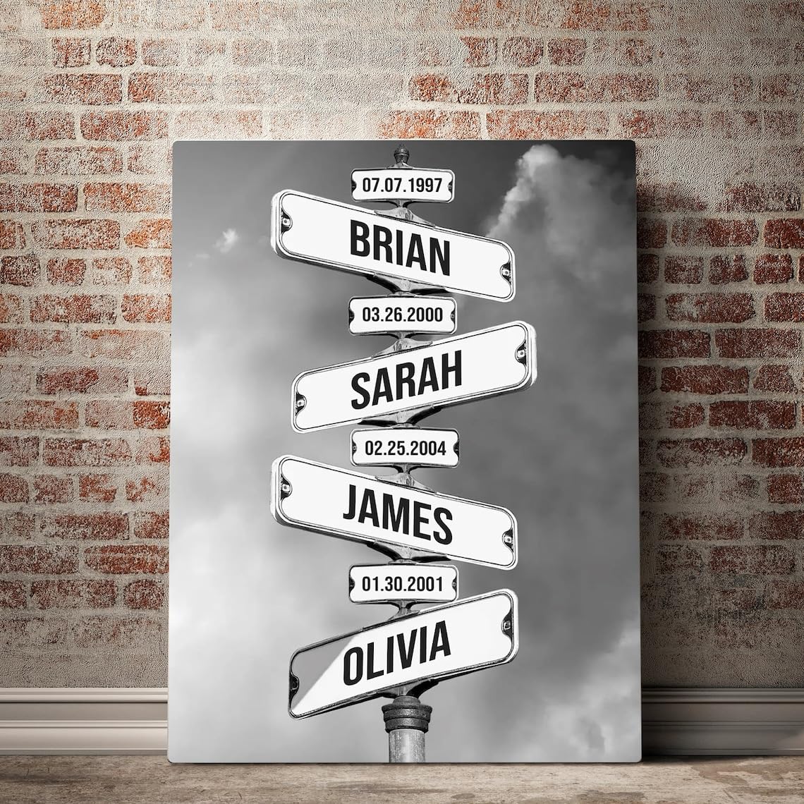 Personalized Family Names Date Of Birth Vintage Street Sign Poster Canvas, Street Sign Multi-Names Poster Canvas, Street Signs C