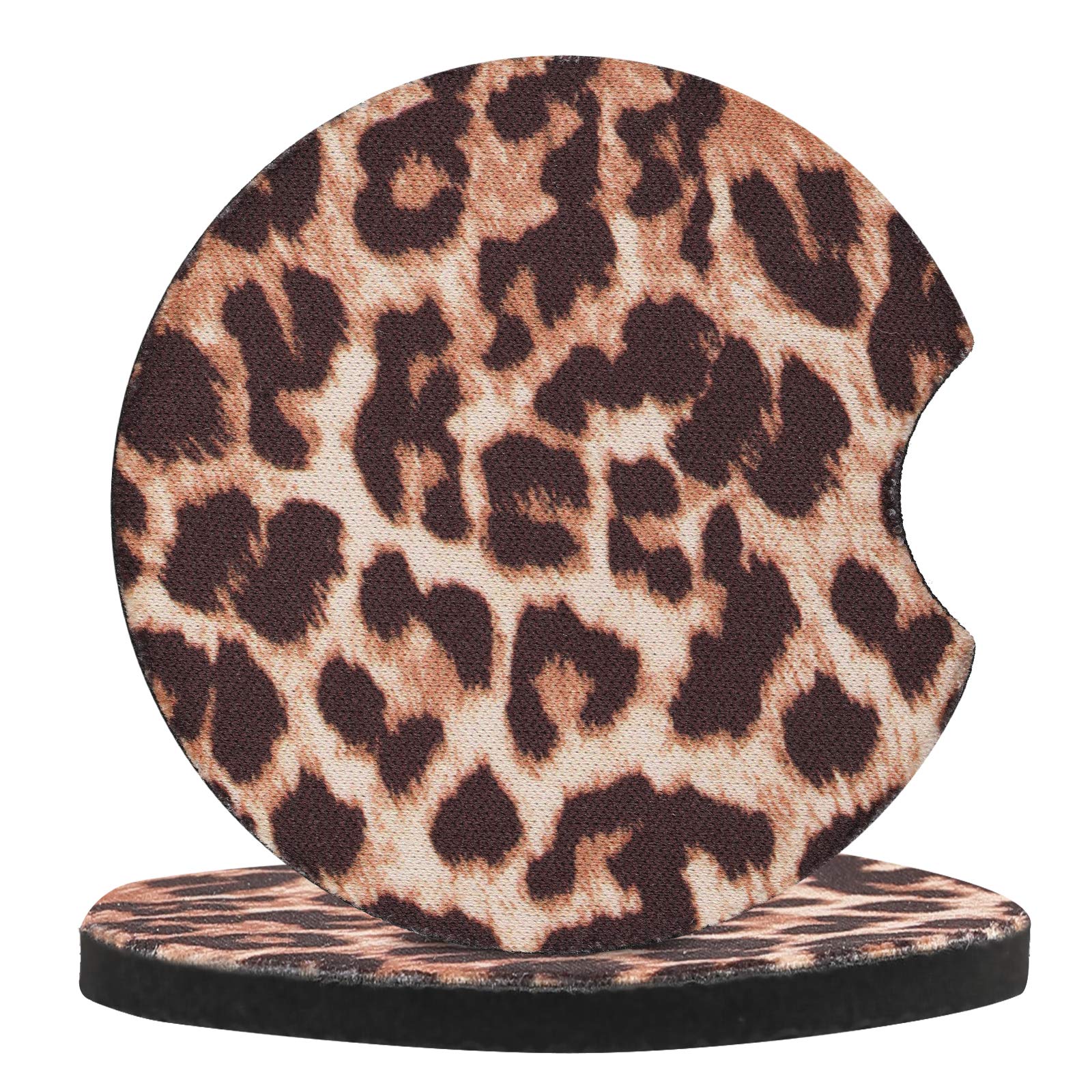 4 Pack Car Coasters, 2.75Inch Leopard Print Car Cup Holder Coasters For Car, Neoprene Cup Pad Mat Car Coasters For Cup Holders F