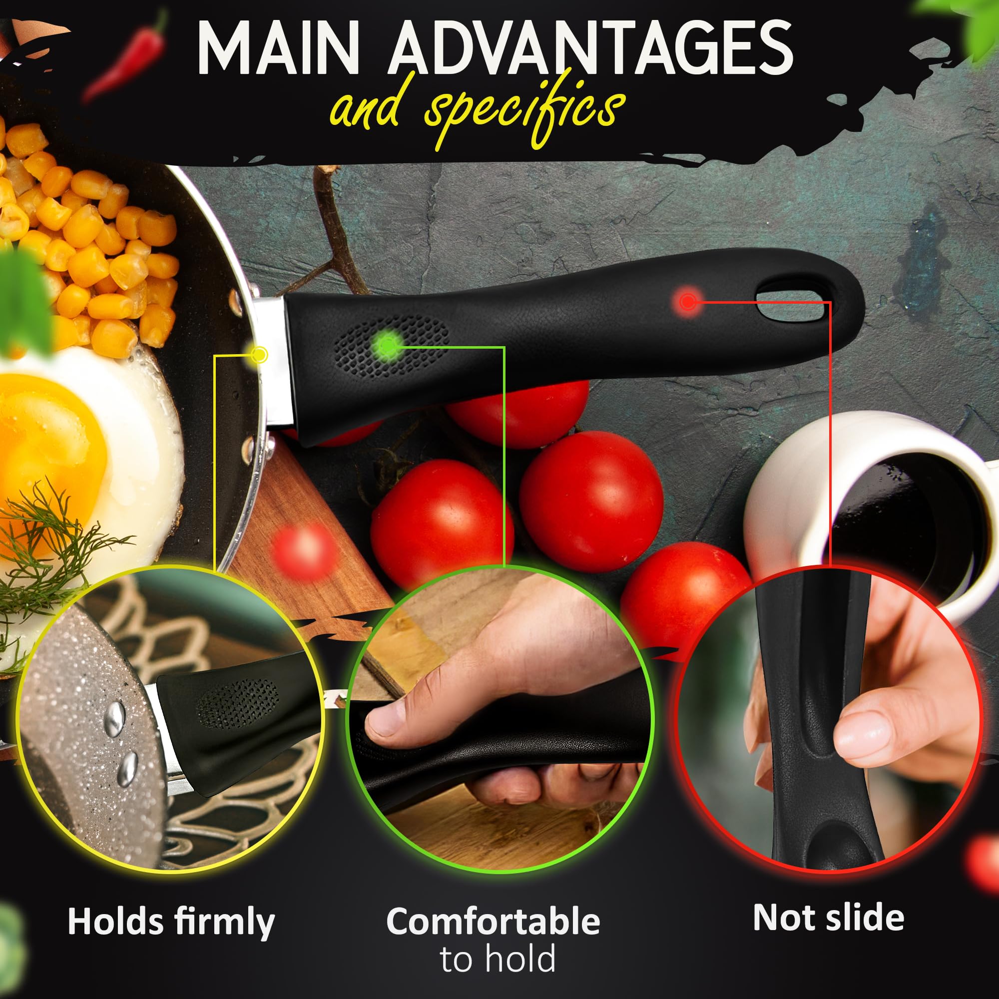 Cook Ware Pans Replacement Grip Handle - Removable Handle Cookware Pot Lid Handle Knob Removable Handles Pan Handle Grip Detacha