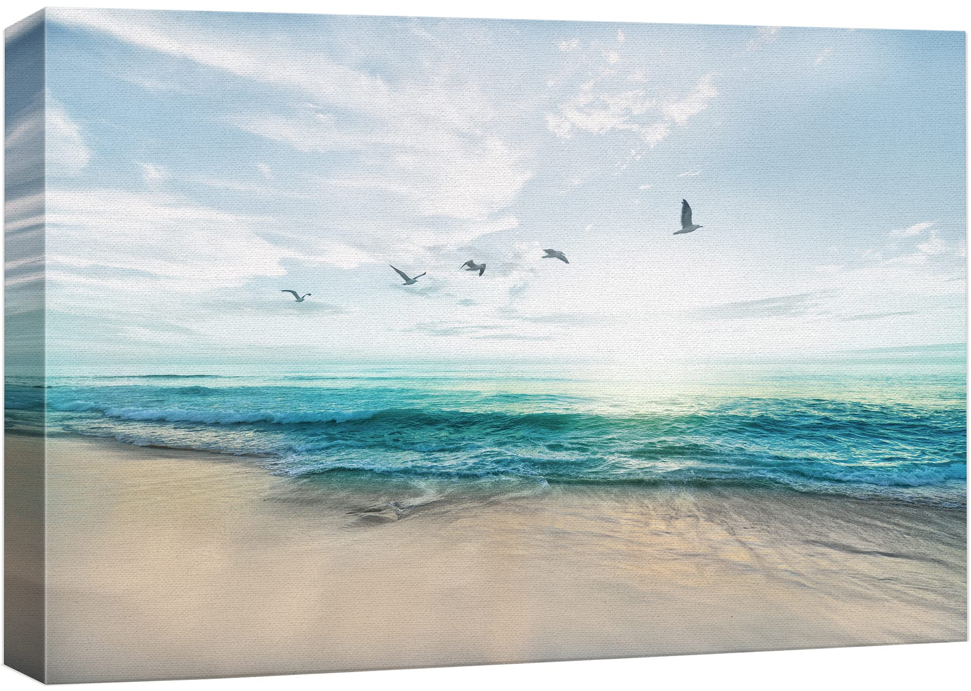 Wall26 Canvas Print Wall Art Peaceful Sunny Beach Day With Birds In Sky Nature Wilderness Photography Modern Art Rustic Scenic C