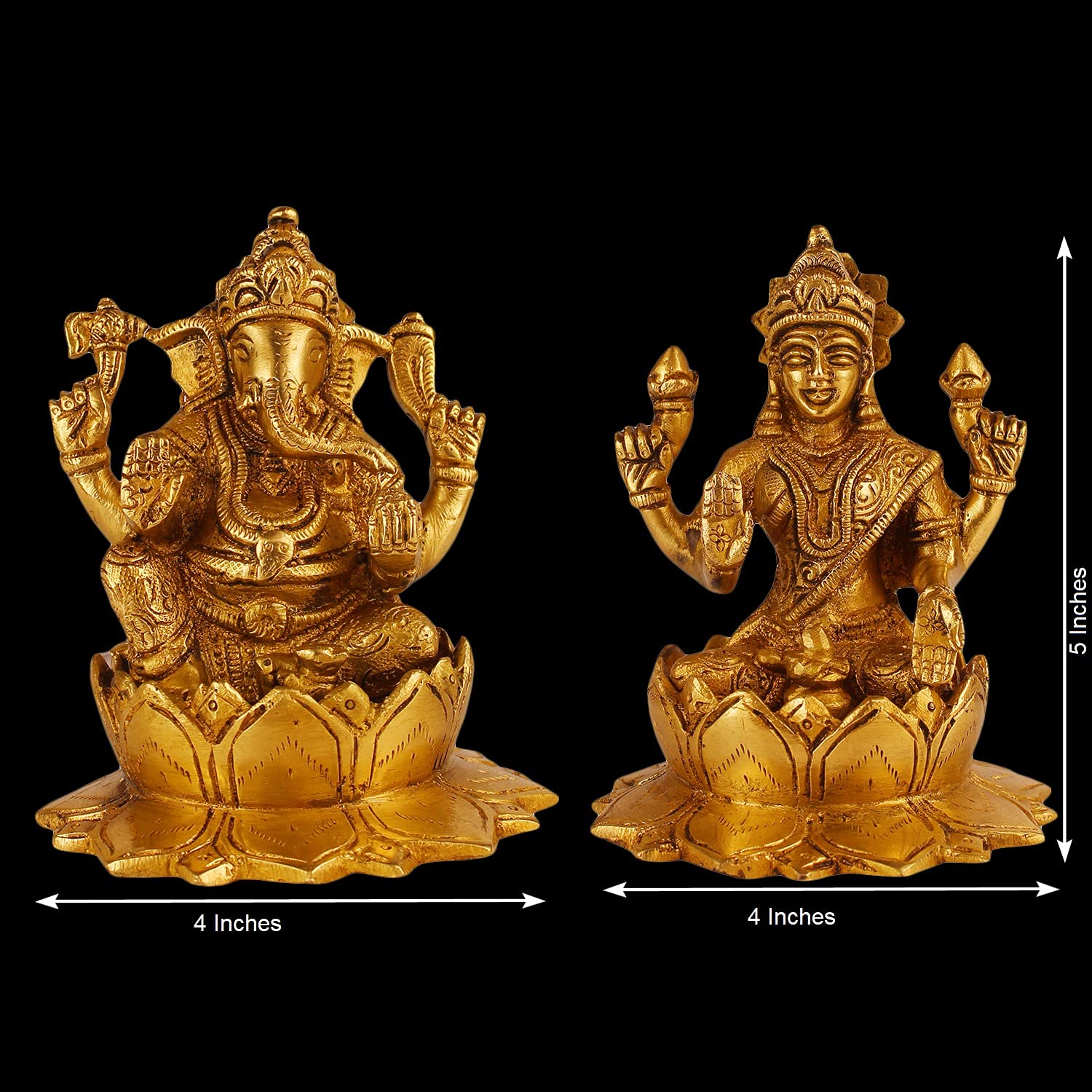 Artvarko Brass Ganesha Laxmi Ganesh Lakshmi Bhagwan Idol Sitting On Lotus Ganpati Murti Statue For Home Office Success Entrance