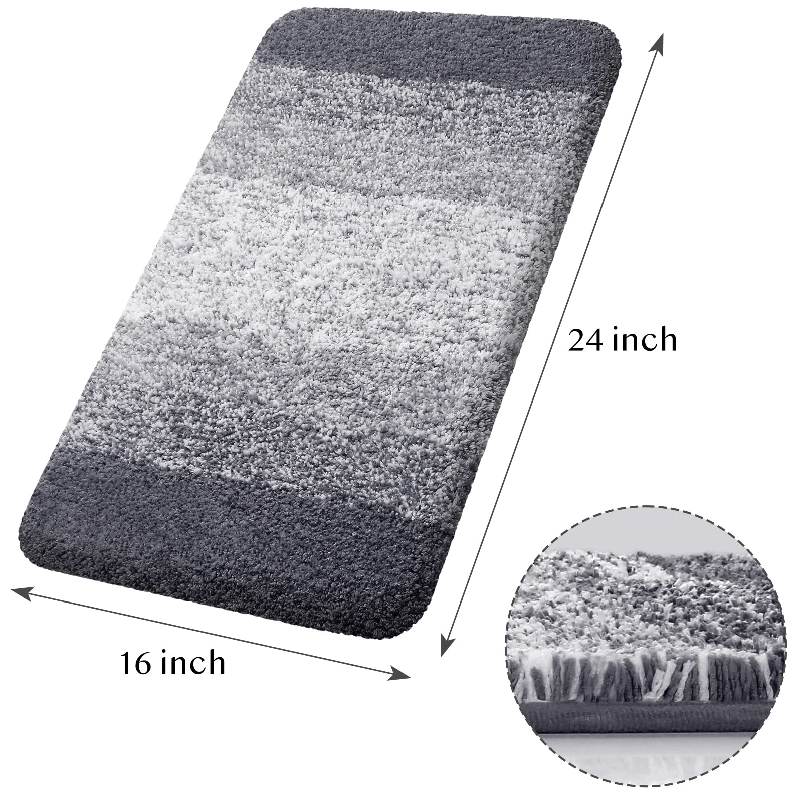 Kmat Bathroom Rugs Bath Mat 16 ''X24 '' Luxury Soft Shaggy Absorbent Bathroom Mats Non Slip Plush Bathmat Runner Carpet Bath Mat