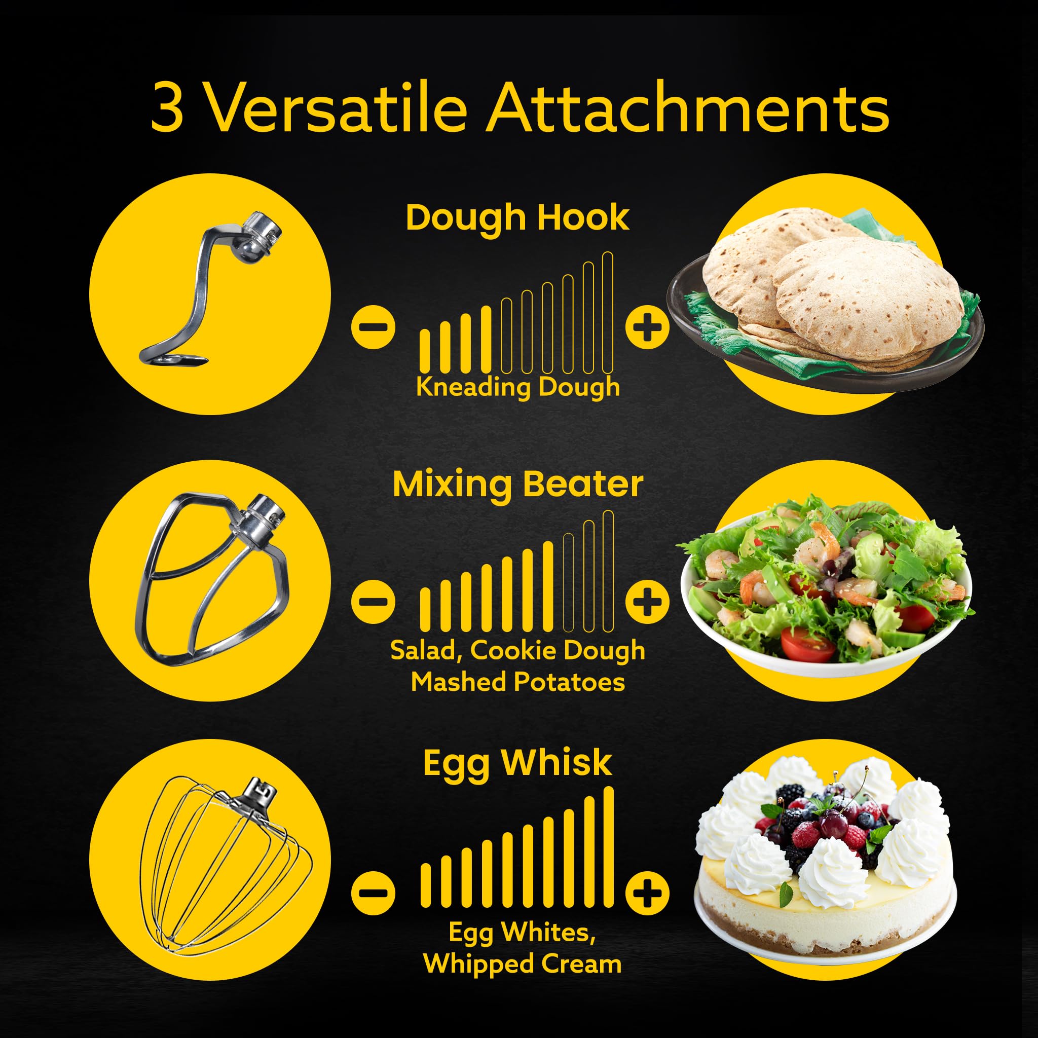 AGARO Elegant Stand Mixer, 1400W with 5.5L SS Bowl, 10 Speed Settings, Pulse Function, 100% Copper Motor, Includes Whisker, Beat