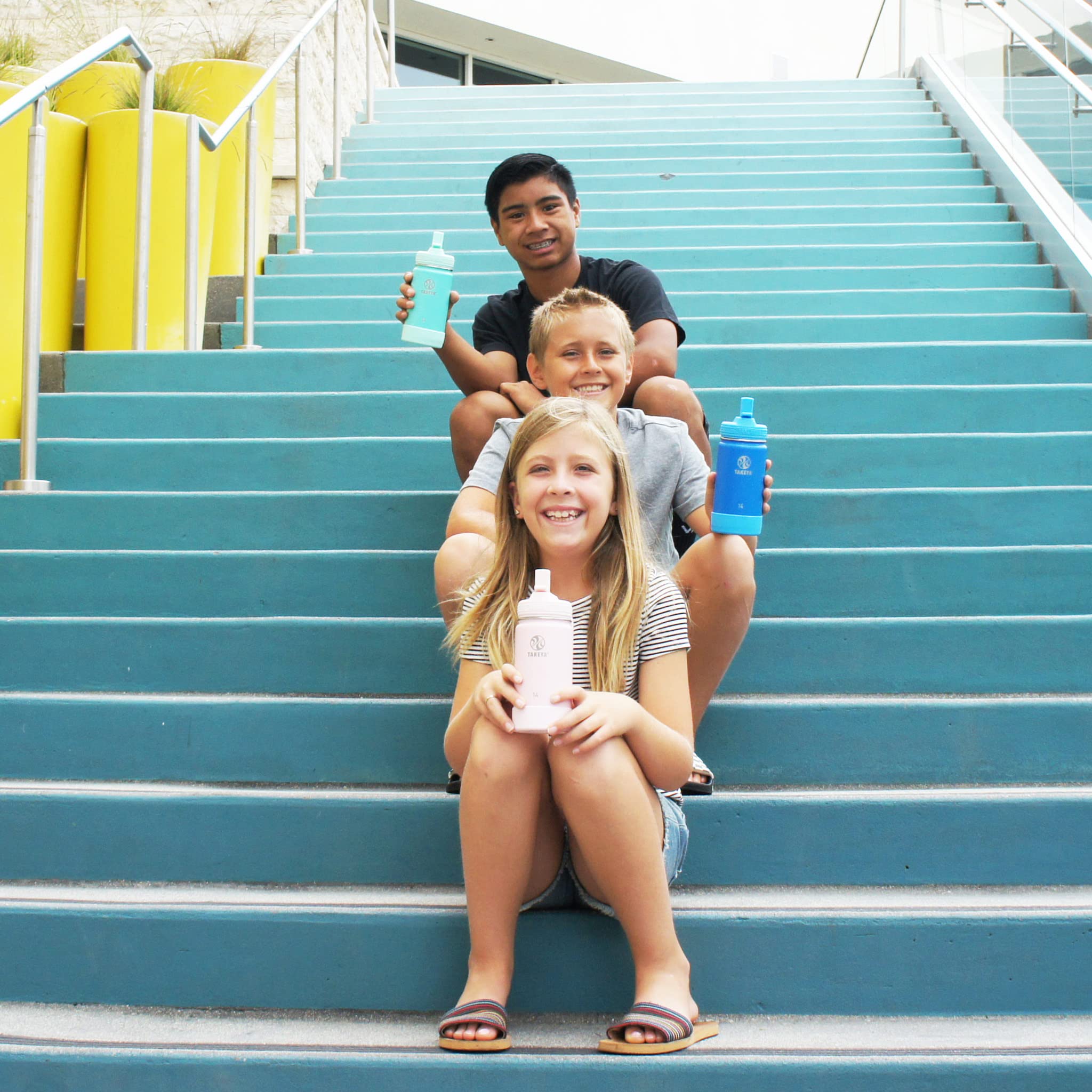 Takeya Actives Kids 14 Oz Vacuum Insulated Stainless Steel Water Bottle With Straw Lid, Seafoam