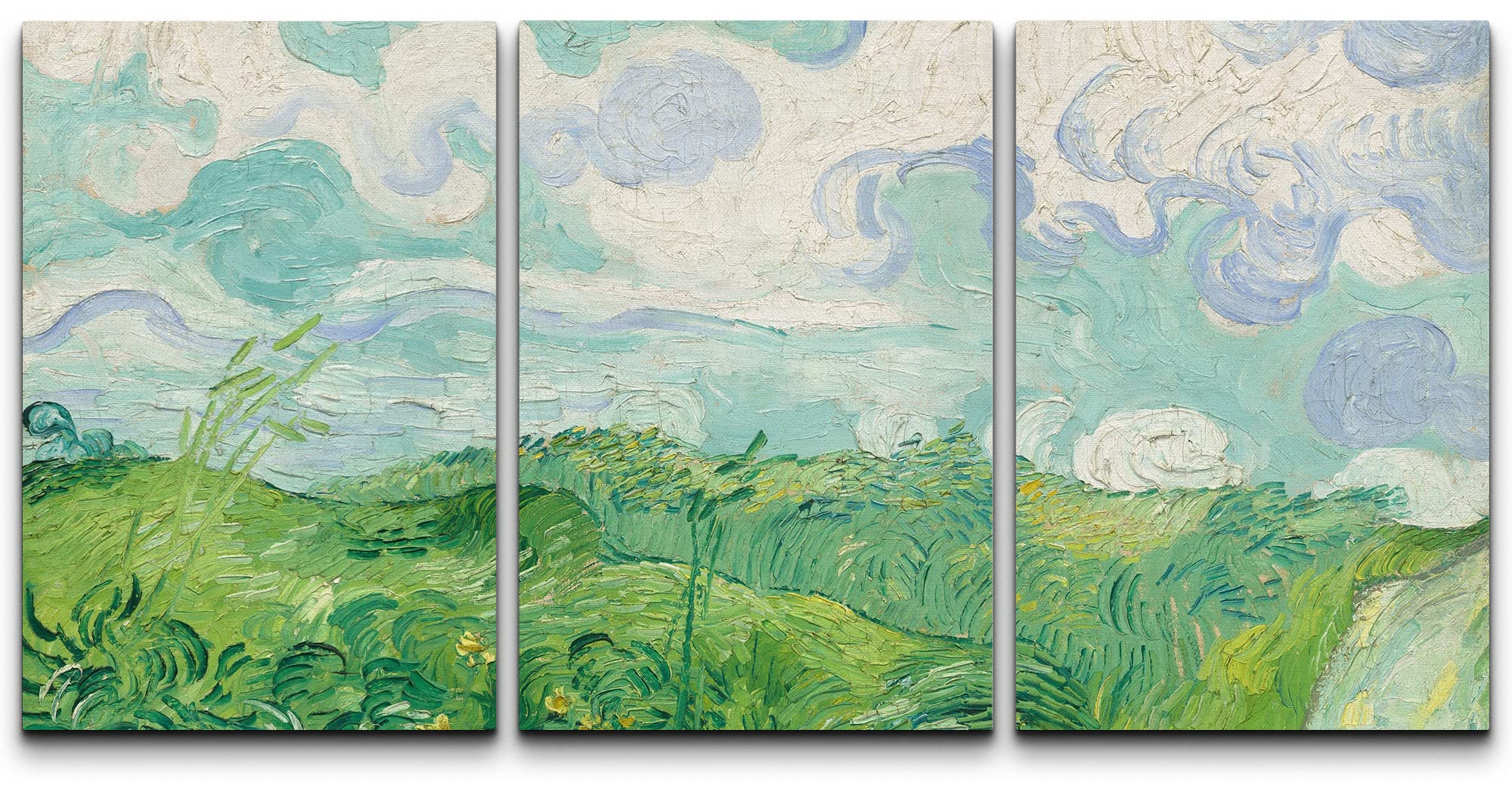 Wall26 Canvas Print Wall Art Set Green Wheat Fields Vincent Van Gogh Classical Illustrations Fine Art Decorative Historic Vintag