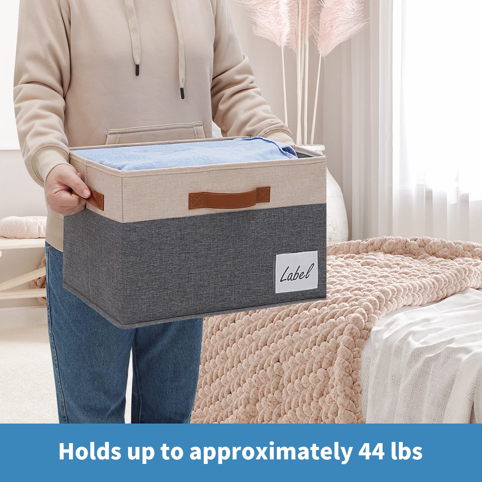 Ghvyennttes Large Storage Bins With Lids (6-Pack) Large Closet Storage Bin With Lid And 3 Pu Handles, Foldable Fabric Storage Bo