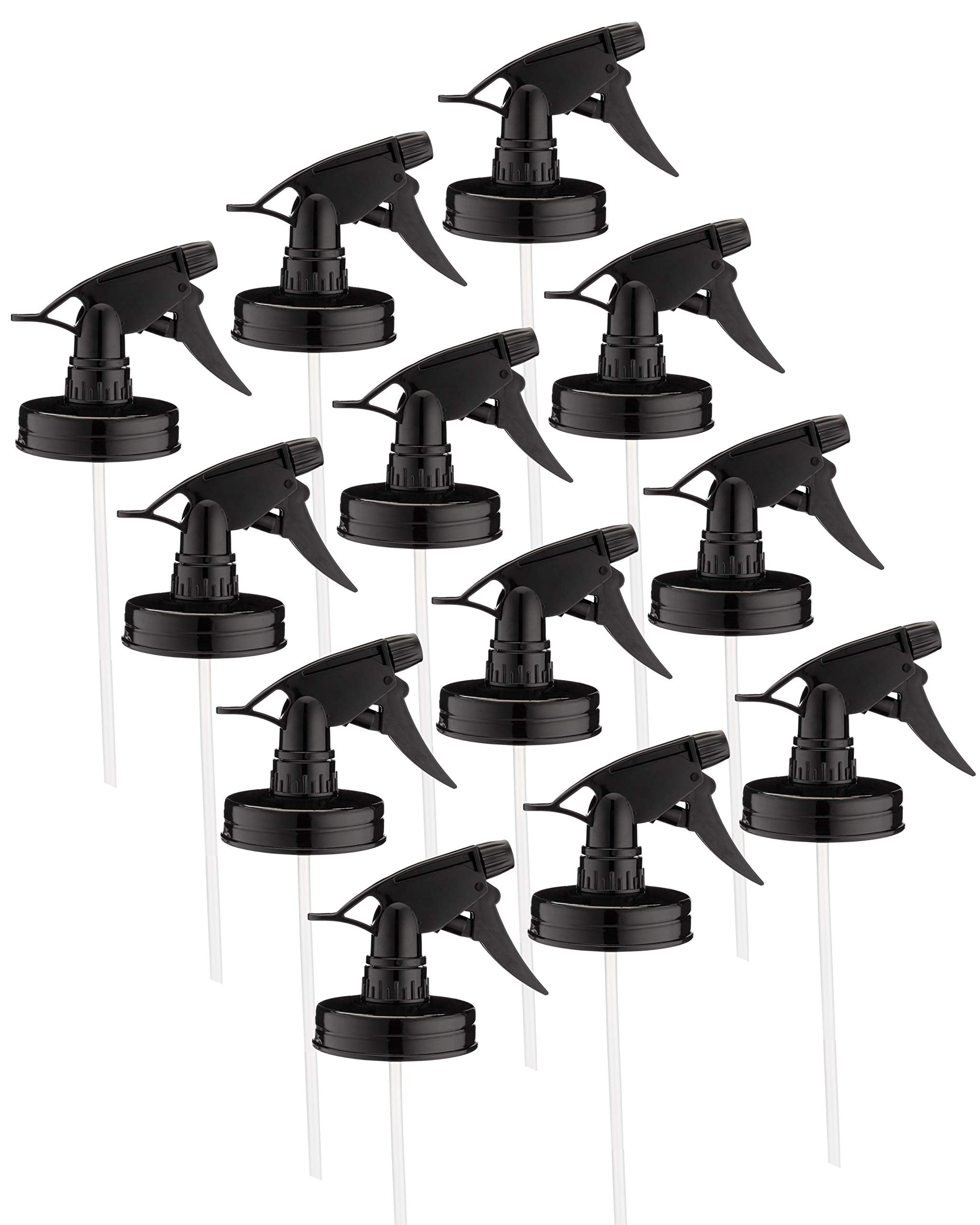 Jarmazing Products Mason Jar Sprayer Lids - Black - 12 Pack - With Powerful Sprayers - Fits All Regular Mouth Jars