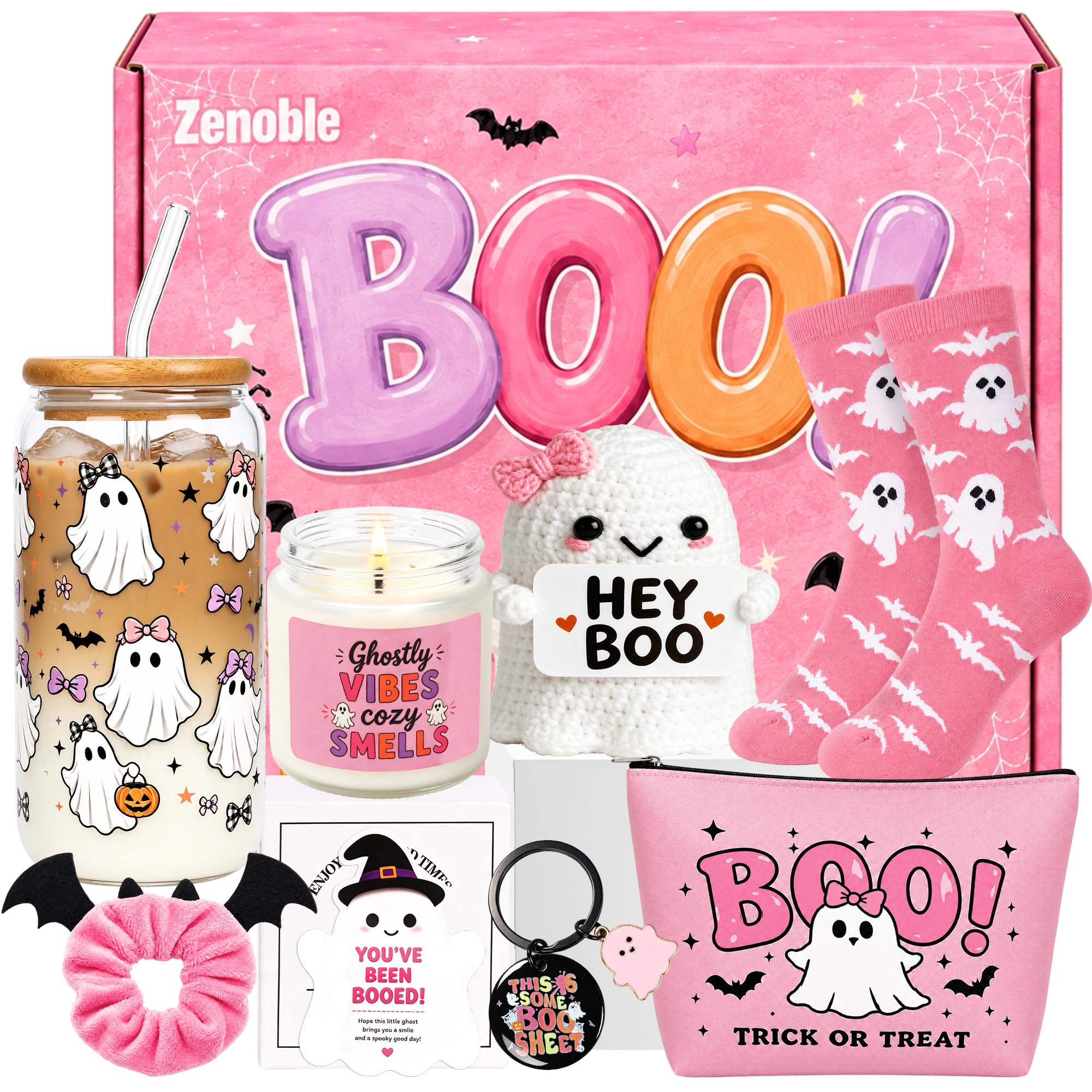 Zenoble 8Pcs Boo Basket Stuffers for Women Halloween Gifts Basket Set