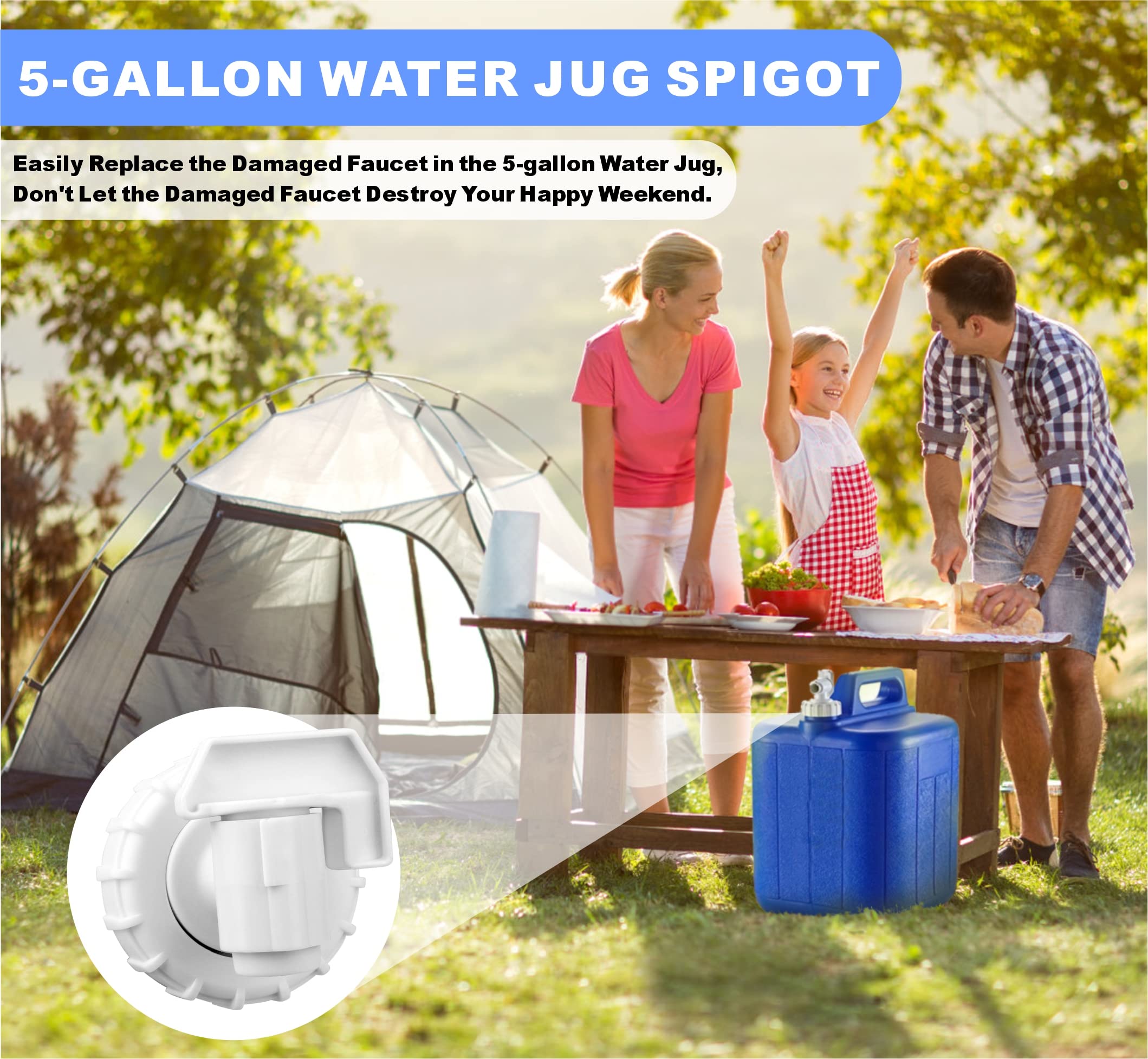 5-Gallon Water Jug Spigot, Water Carrier Jug Replacement Faucet Assy Kit. Compatible With Coleman 5 Gallon Water Carrier Model 5