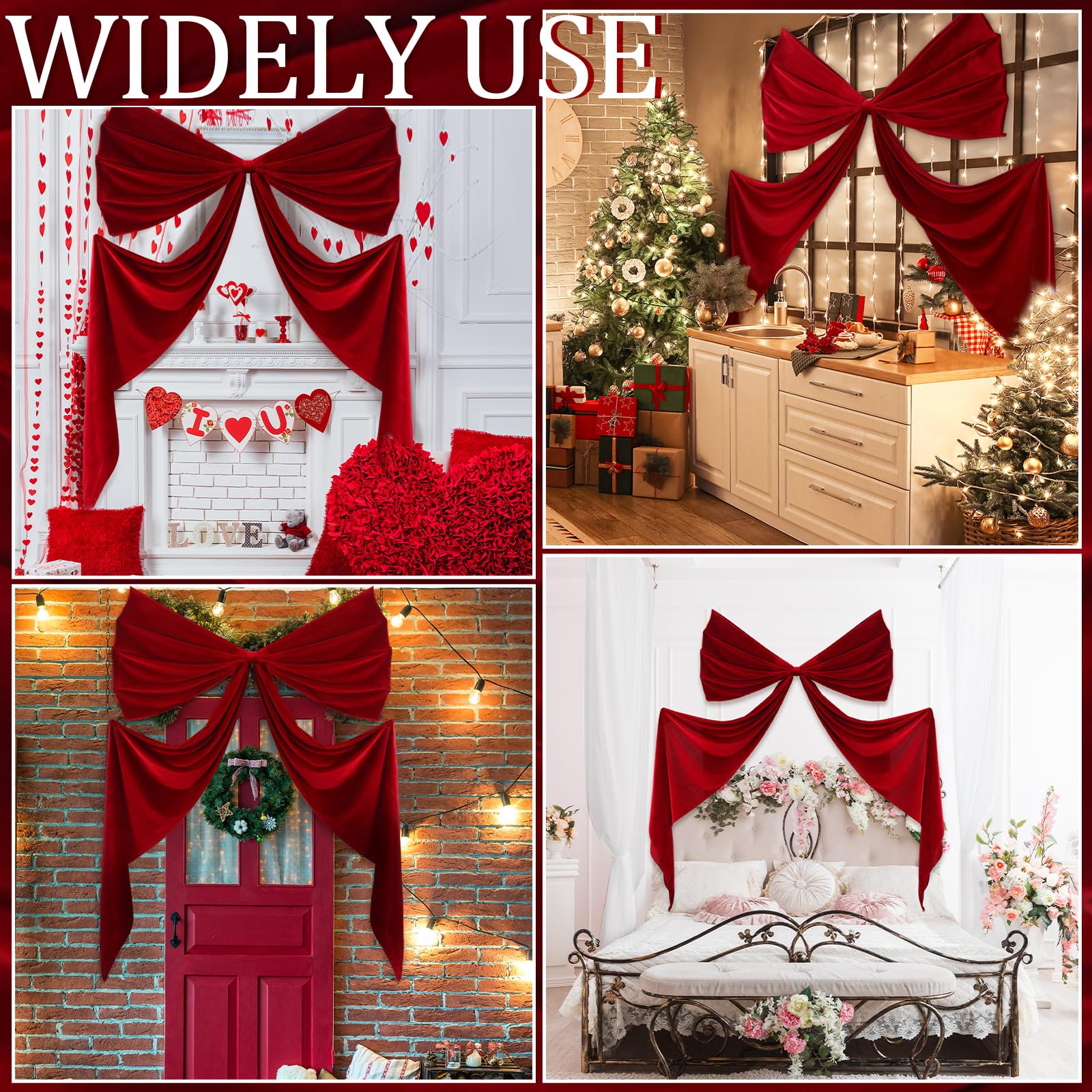 Wavwavw Big Bow Decor 39 x 72 Inch Giant Bow Wall Decor for Room Backdrop Large Ribbon Tie for Coquette Party Birthday Baby Show