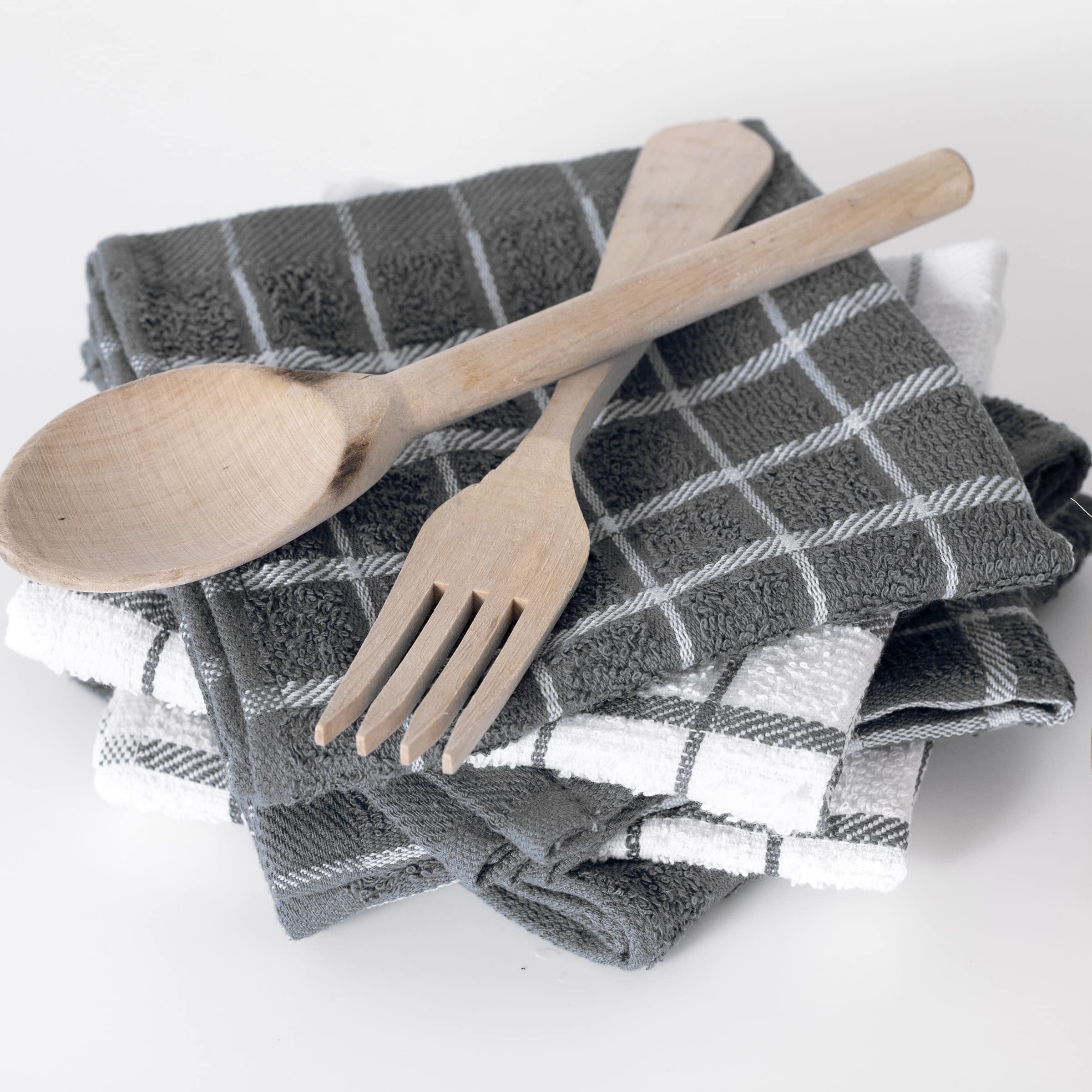 Ritz Terry Check Dish Cloth Set: Highly Absorbent & Super Soft - 100% Cotton, Durable Kitchen Cleaning Cloths For Wiping Tables