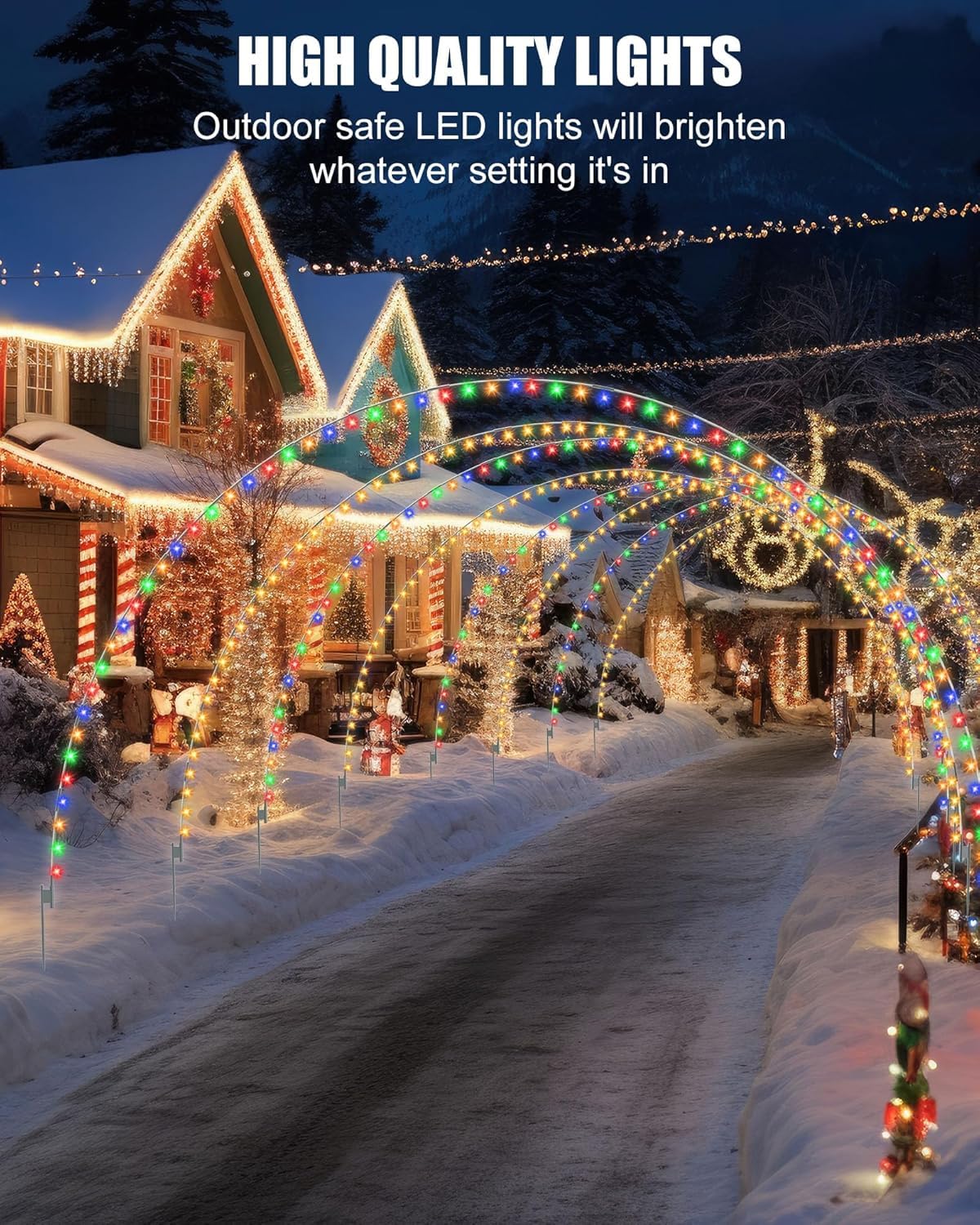 Brightown 3 Pack Christmas Archway Outdoor,24FT 300LEDs Christmas Light Arch with 8 Light Modes, Simple and Easy Assembly, Custo