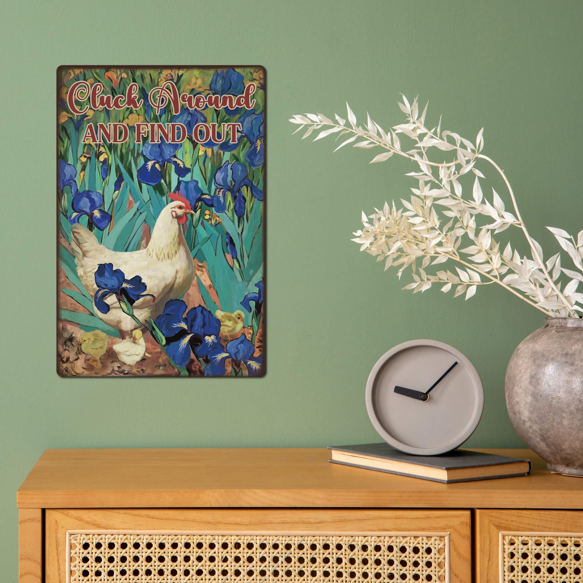 Putuo Decor Cluck Around And Find Out Tin Signs Funny Chicken Sign And Van Gogh Irises Flower Metal Signs Chicken Coop Accessori