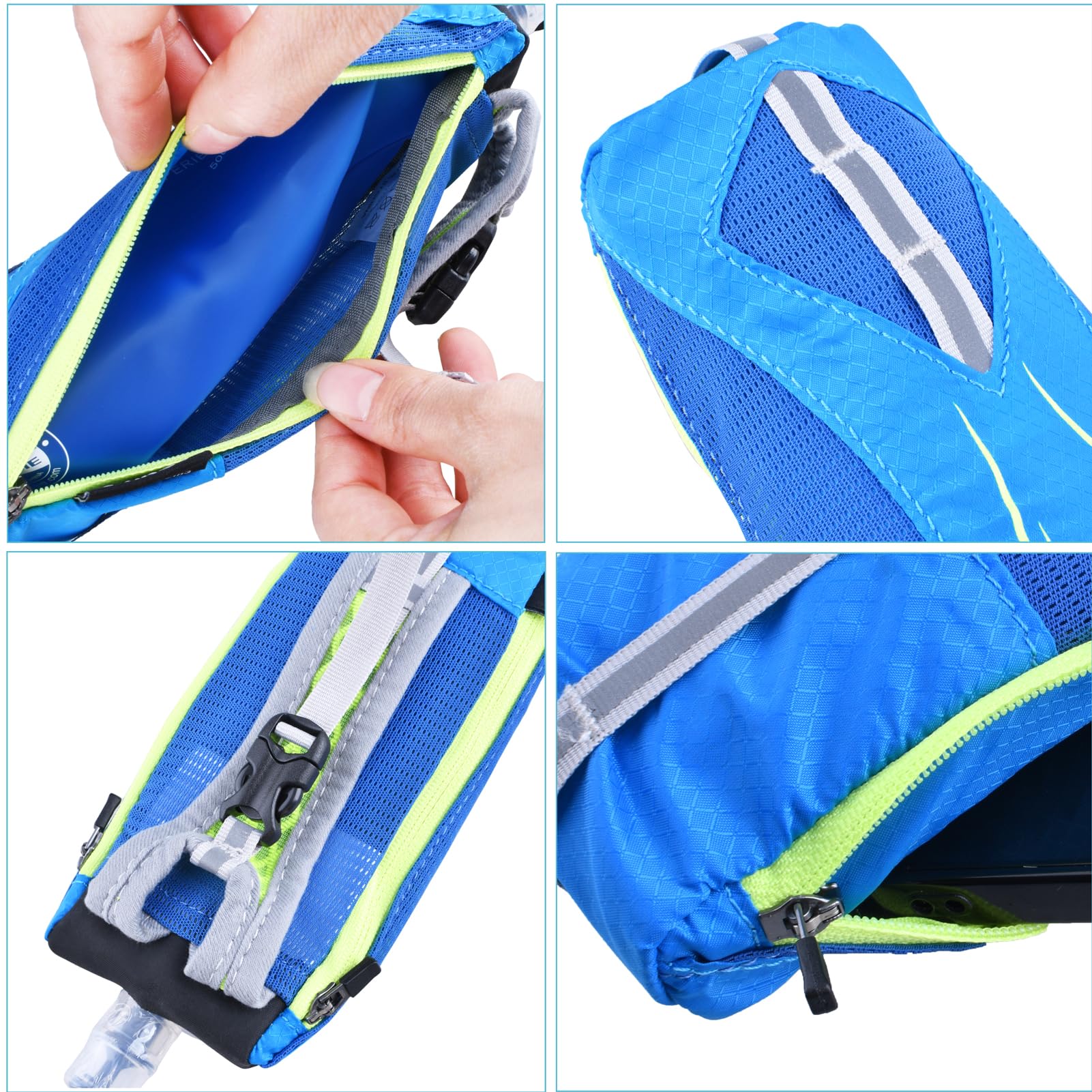 Azarxis Handheld Water Bottle And Phone Case For Running/Walking, Quick Grip Handheld Soft Flask 17Oz With Hand Strap Hydration