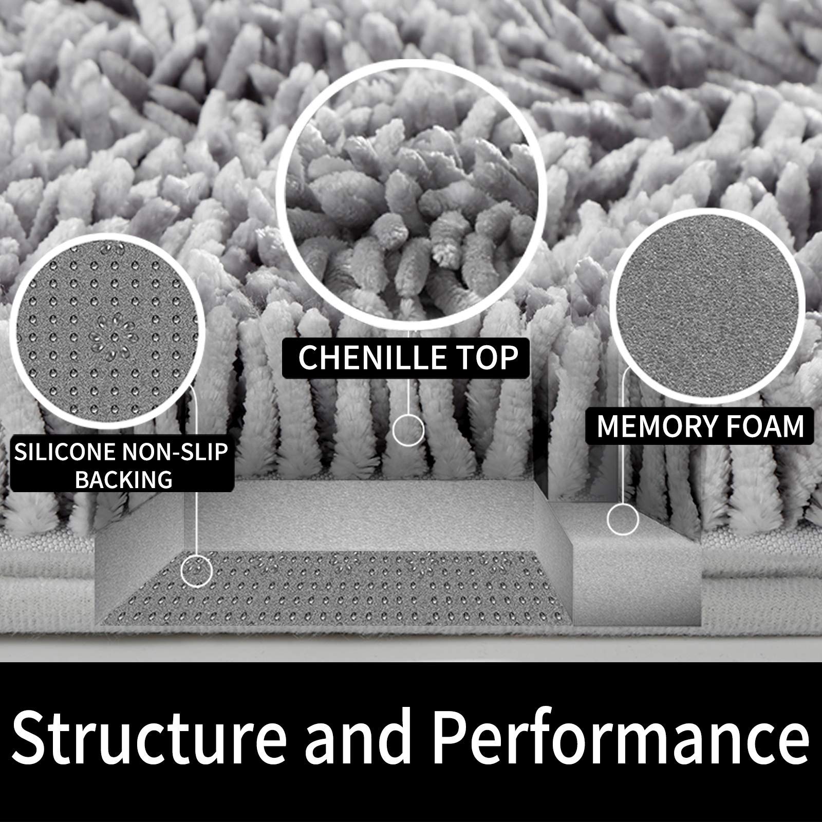 Yimobra Bathroom Rug Mat 24 X 17 Inch, Extra Soft And Absorbent Luxury Chenille Shaggy Bath Rugs Non Slip, Machine Washble Dry,