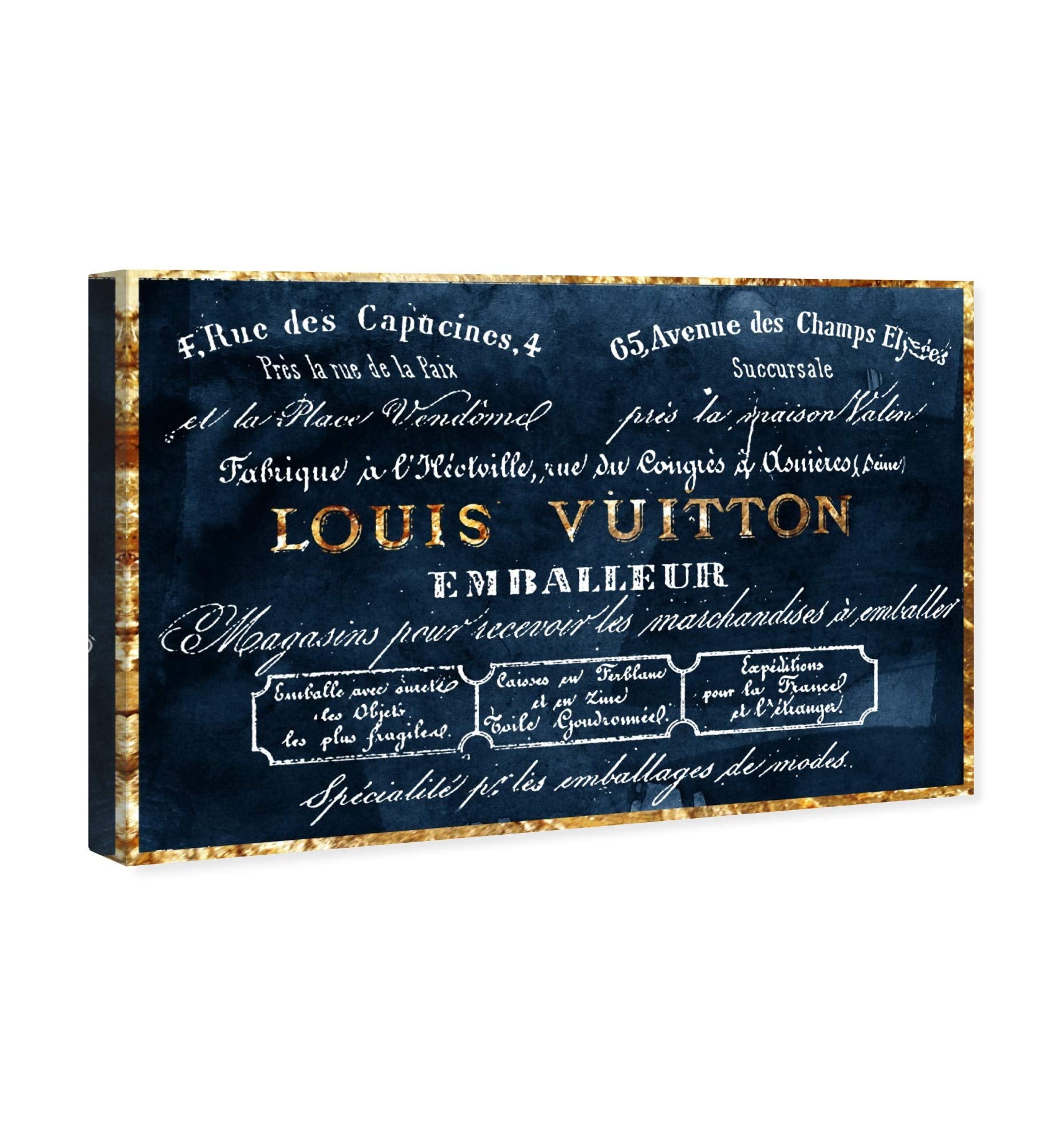 The Oliver Gal Artist Co. Oliver Gal 'Emballeur Navy' Blue Fashion Wall Art Print Premium Canvas 30'' X 20''