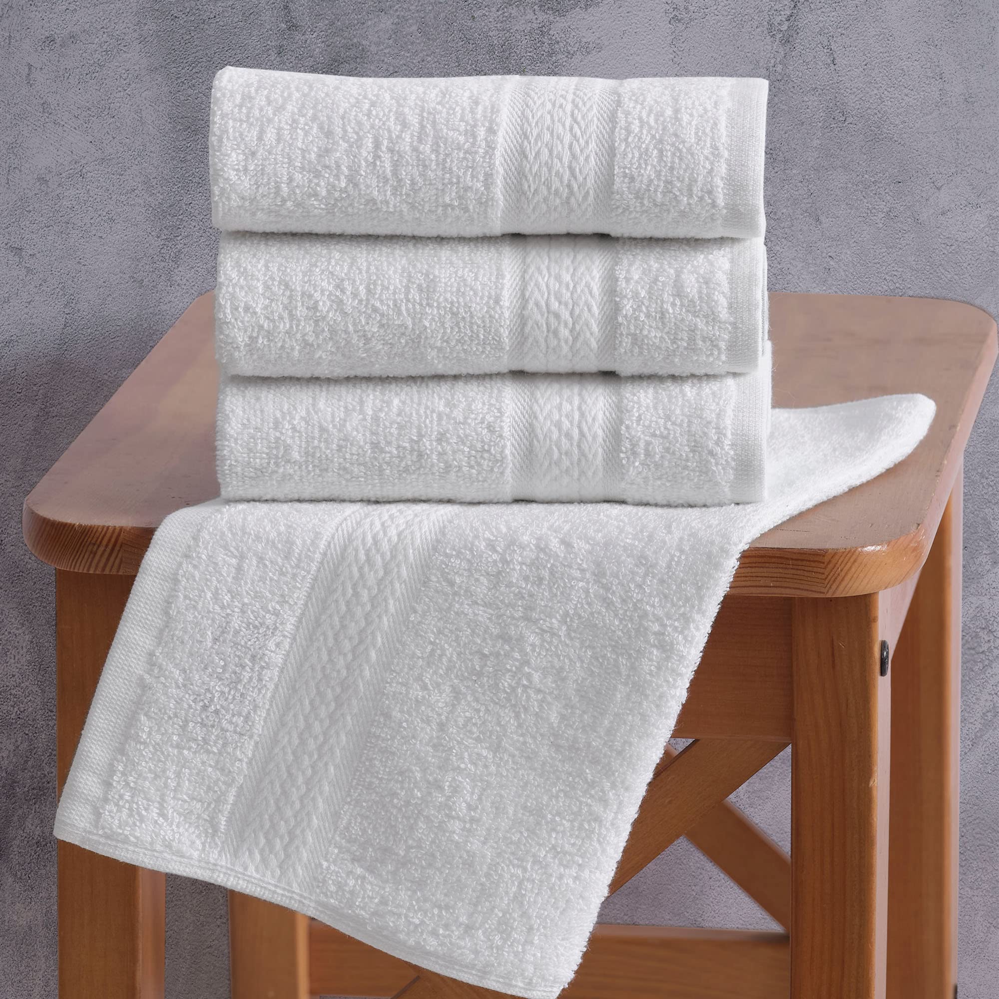 REGAL RUBY 4 Pieces White Washcloths Bath Linen Set Quick-Dry  Highly Absorbent  Soft Feel Towels  Premium Quality Flannel Face Cloths