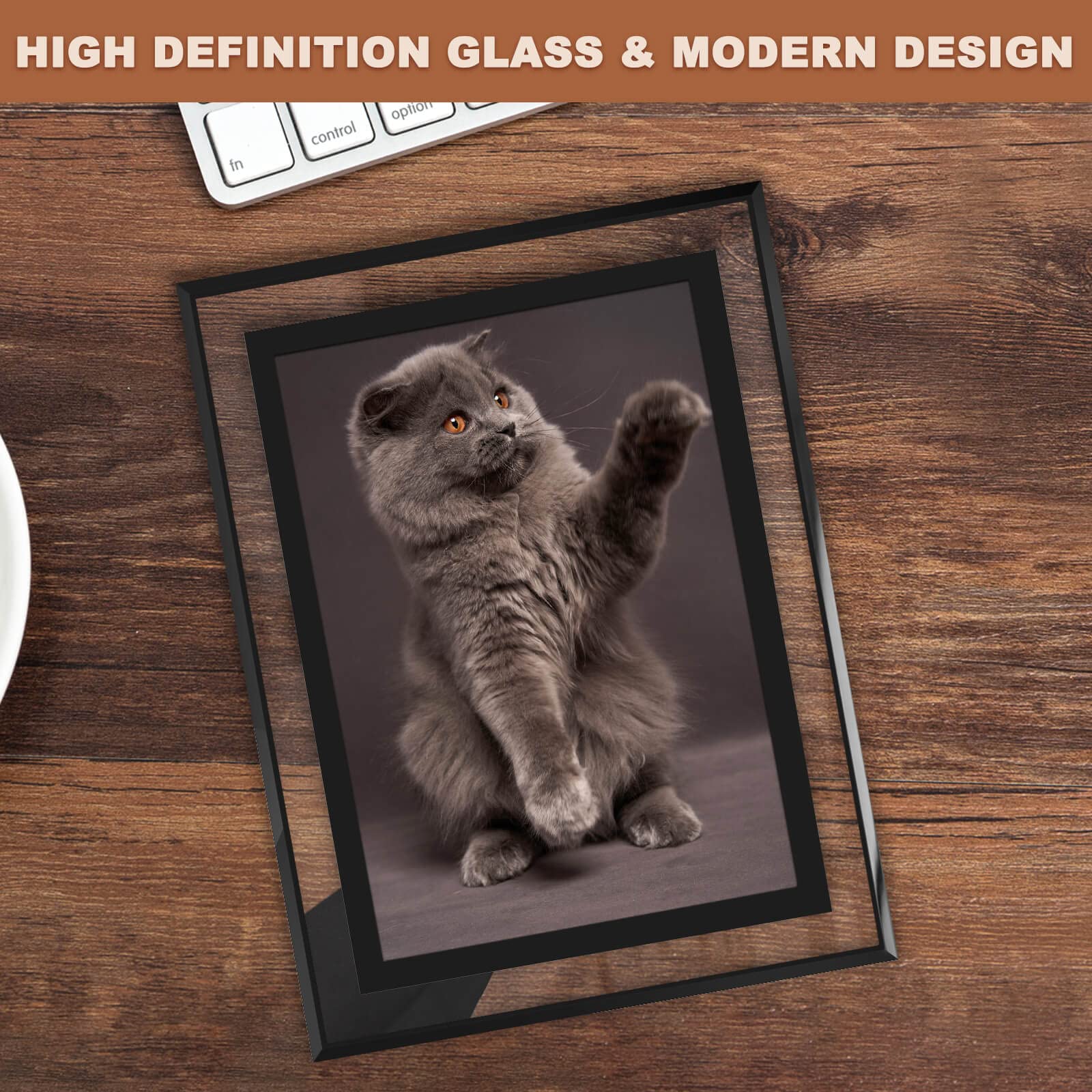 IZIDDO 4x6 Picture Frames Set of 2, Black Glass Photo Frame, Only for Tabletop Display, Gift Picture Frame, Horizontally or Vert