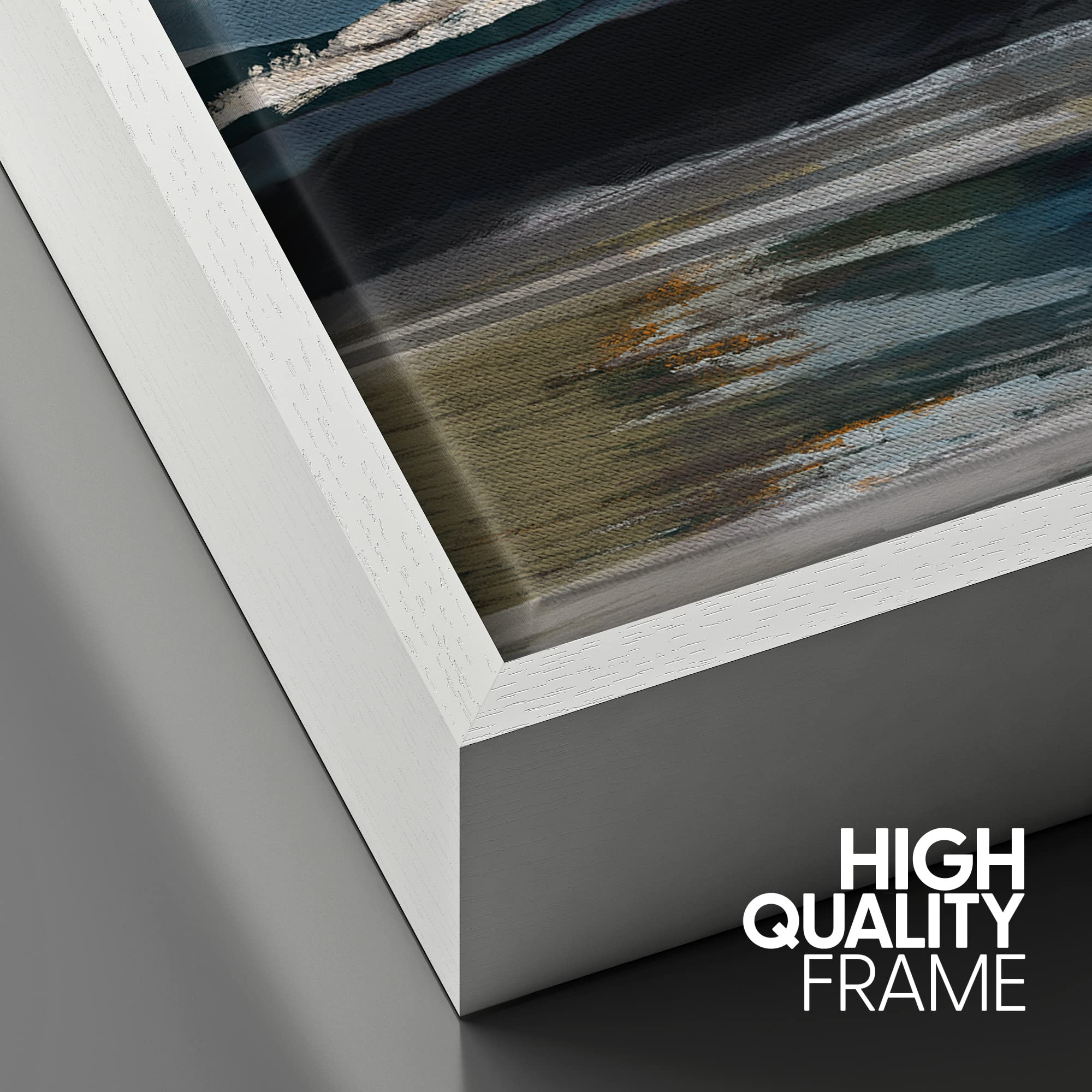 Signford Framed Canvas Print Wall Art Pastel Blue Scenic Mountain Range Nature Wilderness Illustrations Modern Art Rustic Zen La