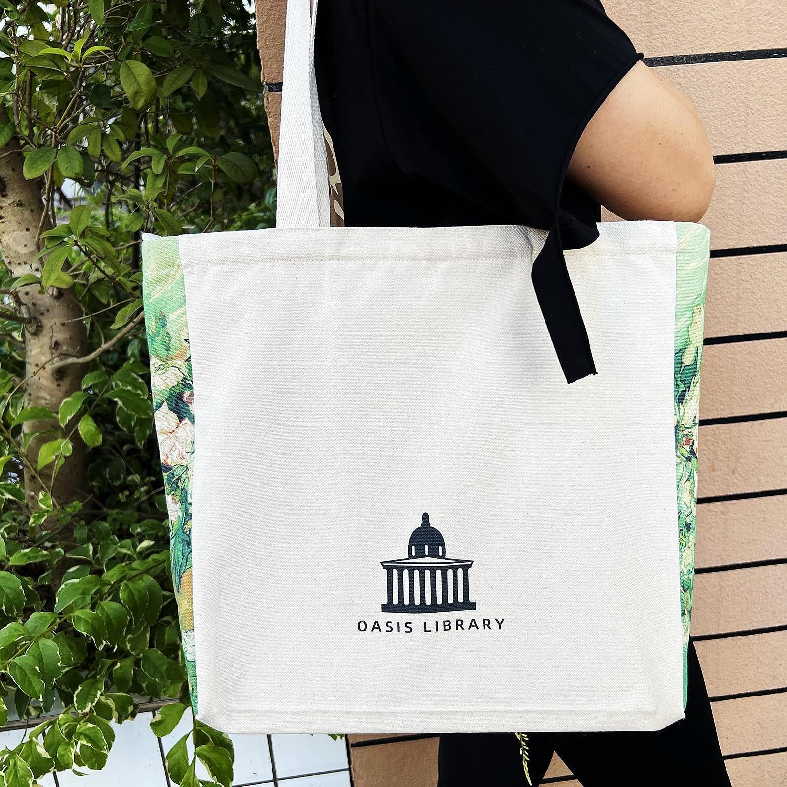 Broadream Canvasaesthetic - Zippered Tote Bag With Interior Pocket By Shoulder For Women Shopping