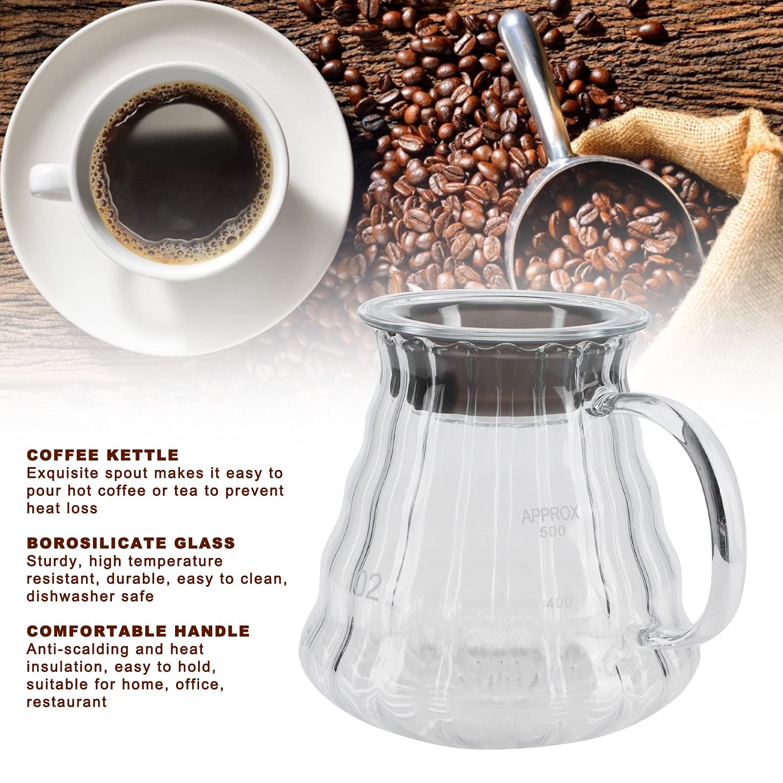 Fdit Transparent High Borosilicate Glass Coffee Pot Exquisite Coffee Maker Kettle Teapot Supply With Rubber Cover For Home Hotel