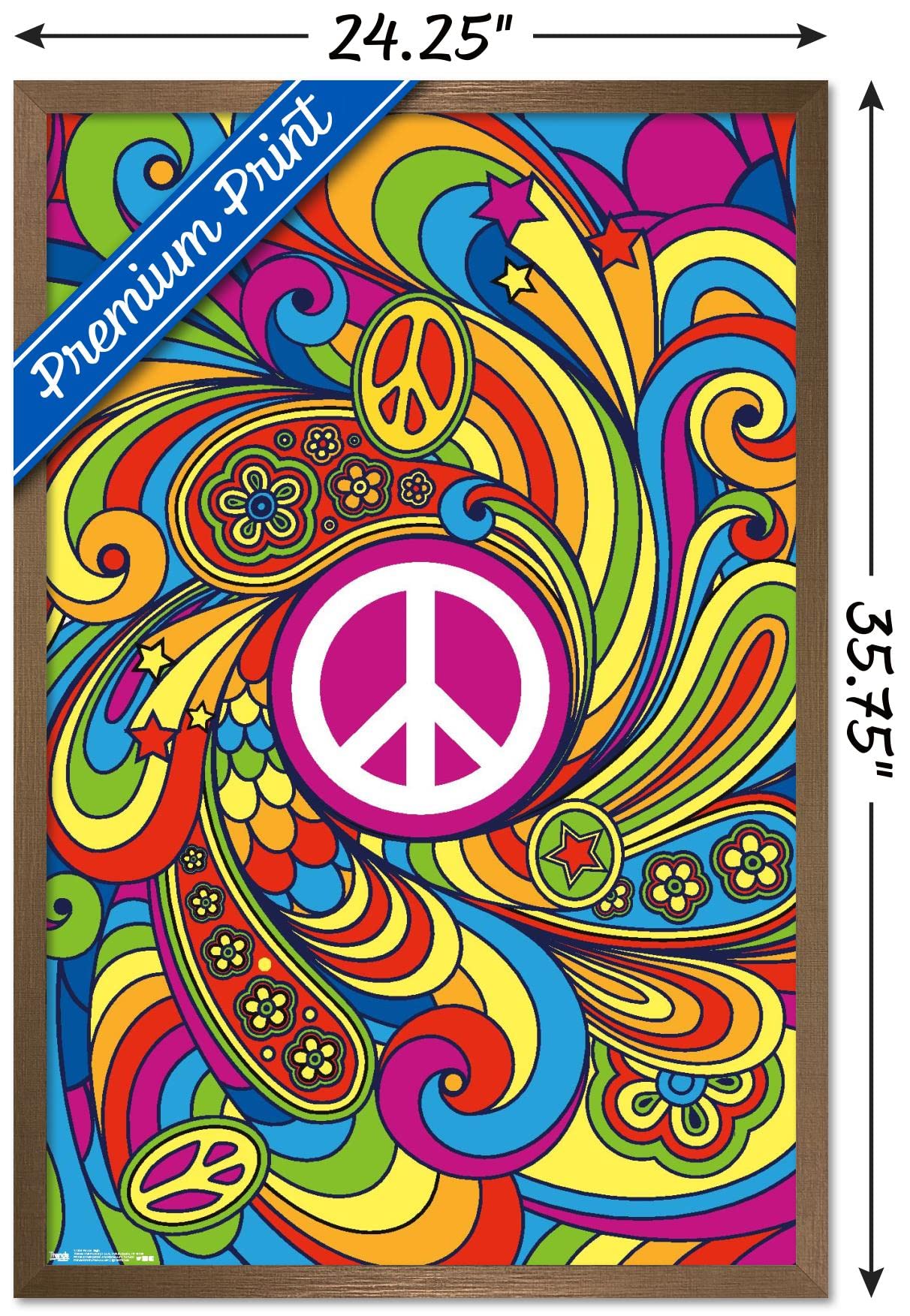 Trends International Peace Sign Wall Poster, 22.375'' X 34'', Bronze Framed Version