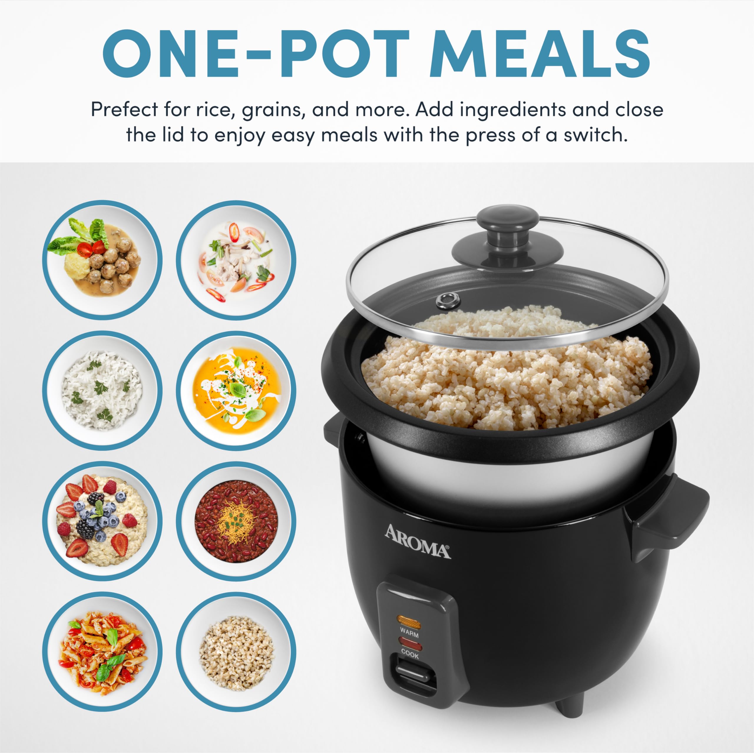 Aroma Housewares 1.5Qt. Rice & Grain Cooker (Arc-363Ngb),Black,6-Cup Cooked / 3-Cup Uncooked