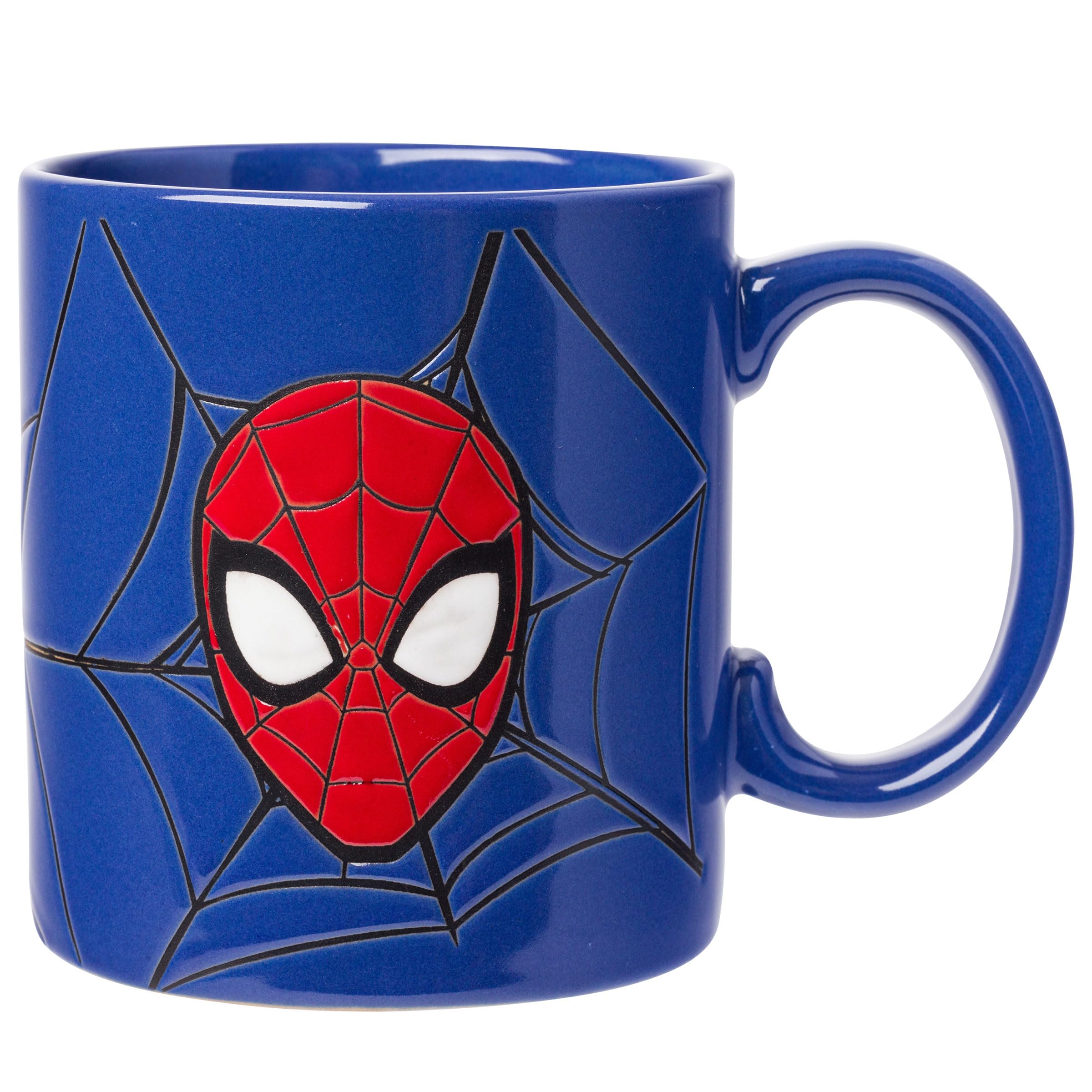 Silver Buffalo Marvel Comics Spiderman Wax Resist Ceramic Mug, 20 Ounces, Blue/Multi, 20oz