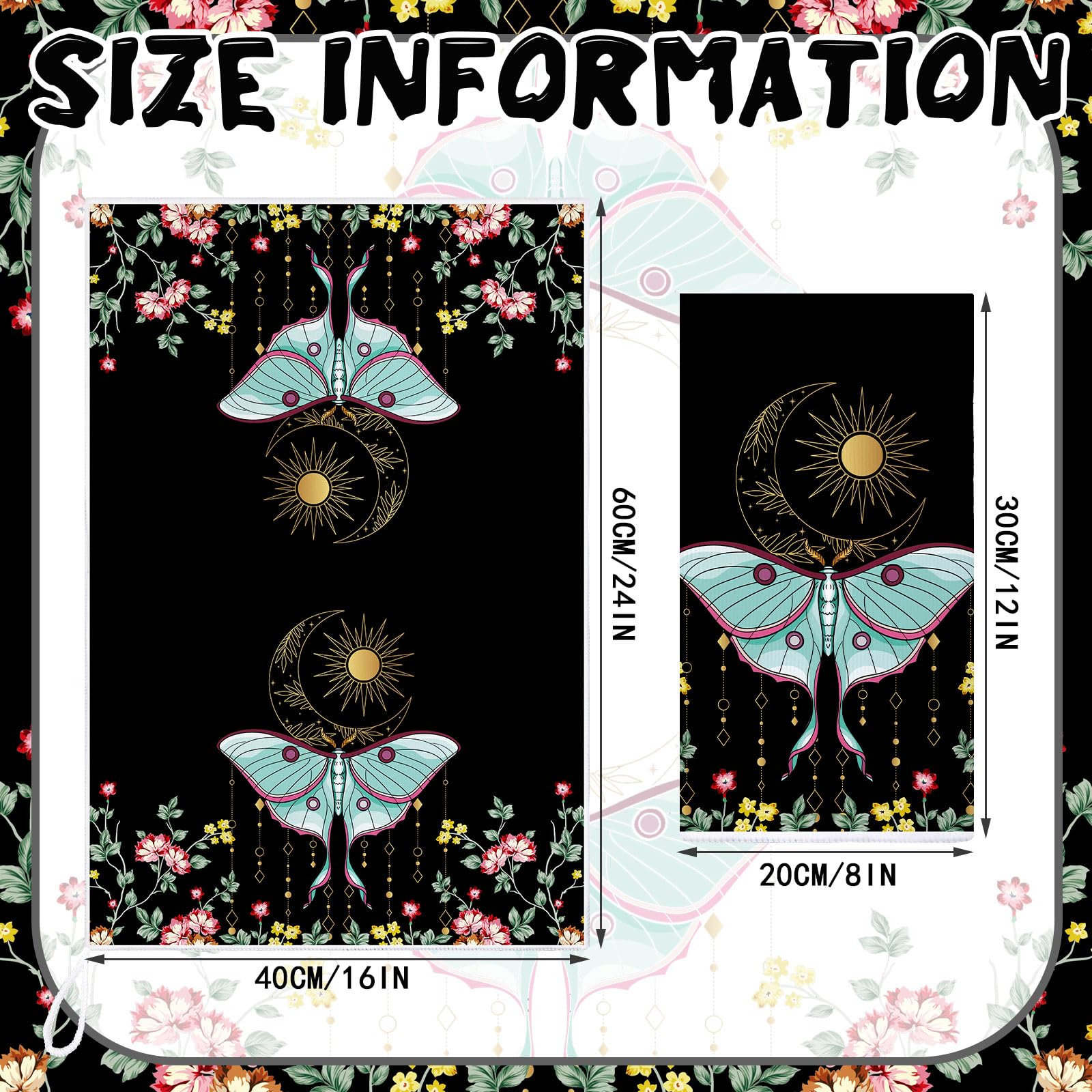 Boyiee Set Of 6 Witchy Kitchen Towels Boho Tea Towels Absorbent Mushroom Floral Dish Towels 24 X 16'' Gothic Dish Towels Sun Moo