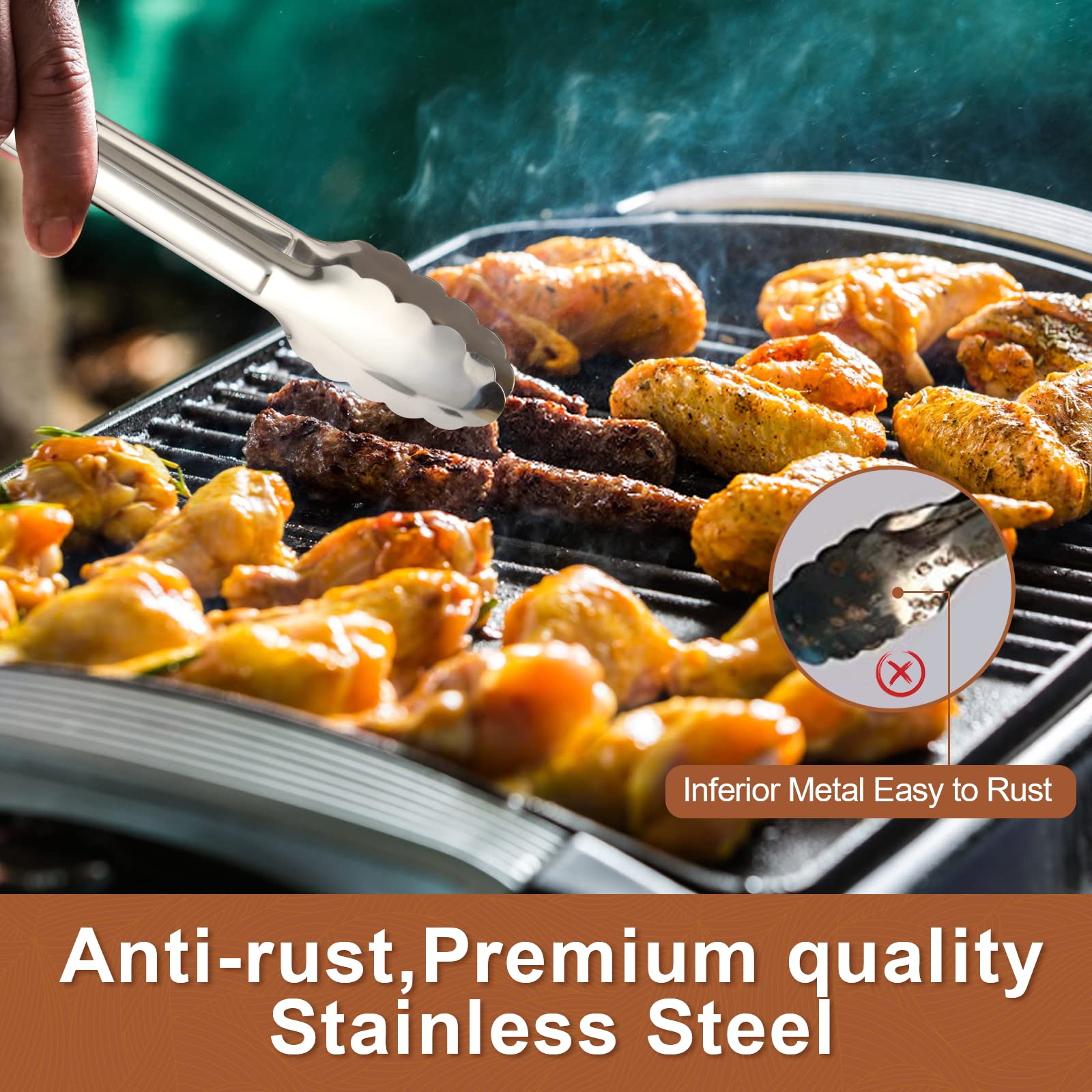 6 Pack Serving Tongs Kitchen Tongs, Buffet Tongs, Stainless Steel Food Tong Serving Tong, Small Tongs
