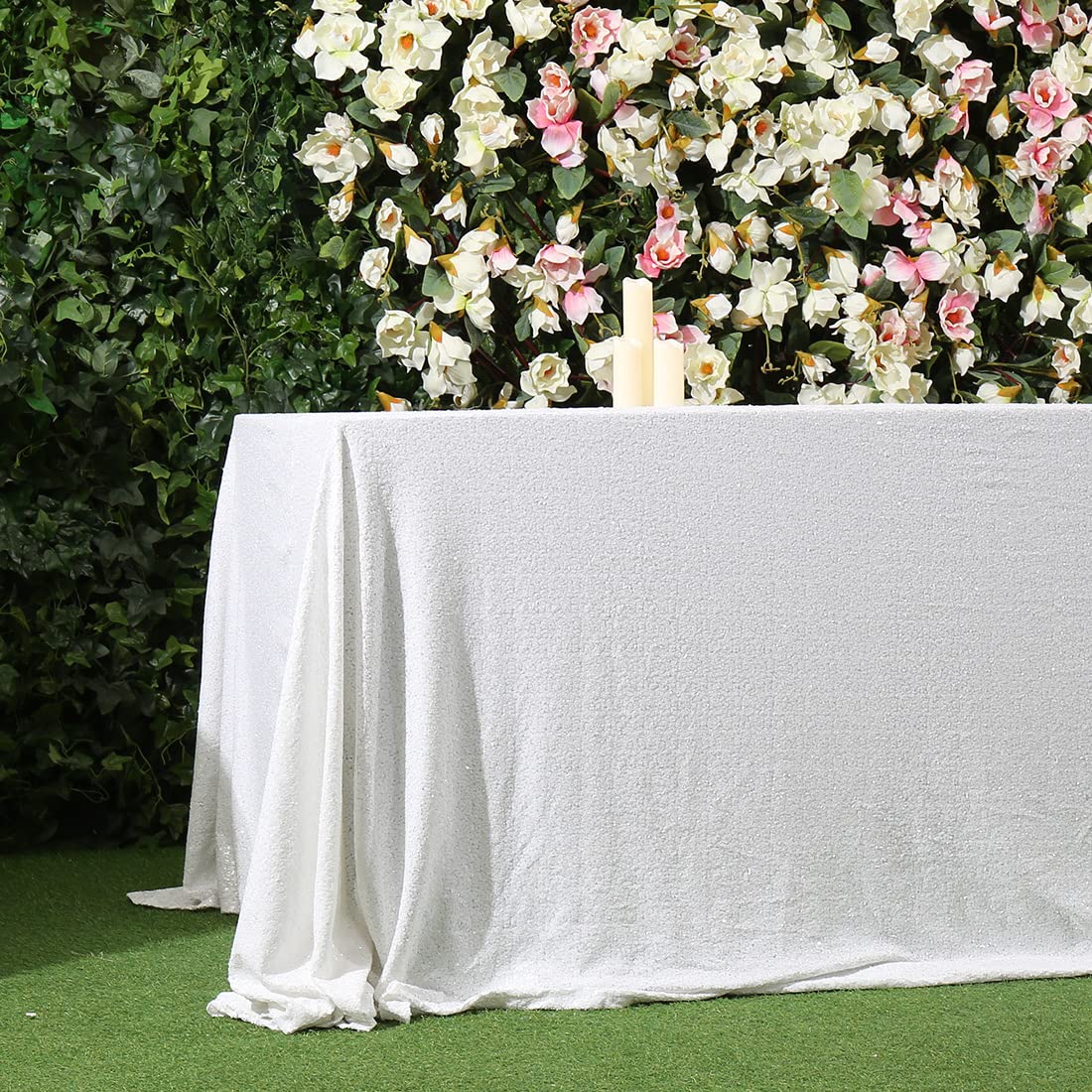 Partydelight Sequin Tablecloth, Rectangular, 60''X102'', White