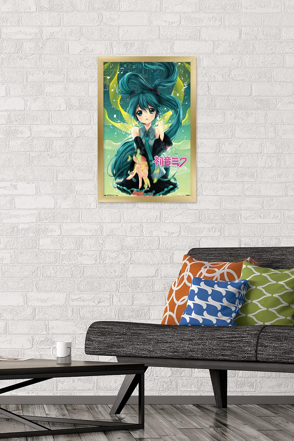Trends International Hatsune Miku - Notes Wall Poster, 14.725'' X 22.375'', Gold Framed Version