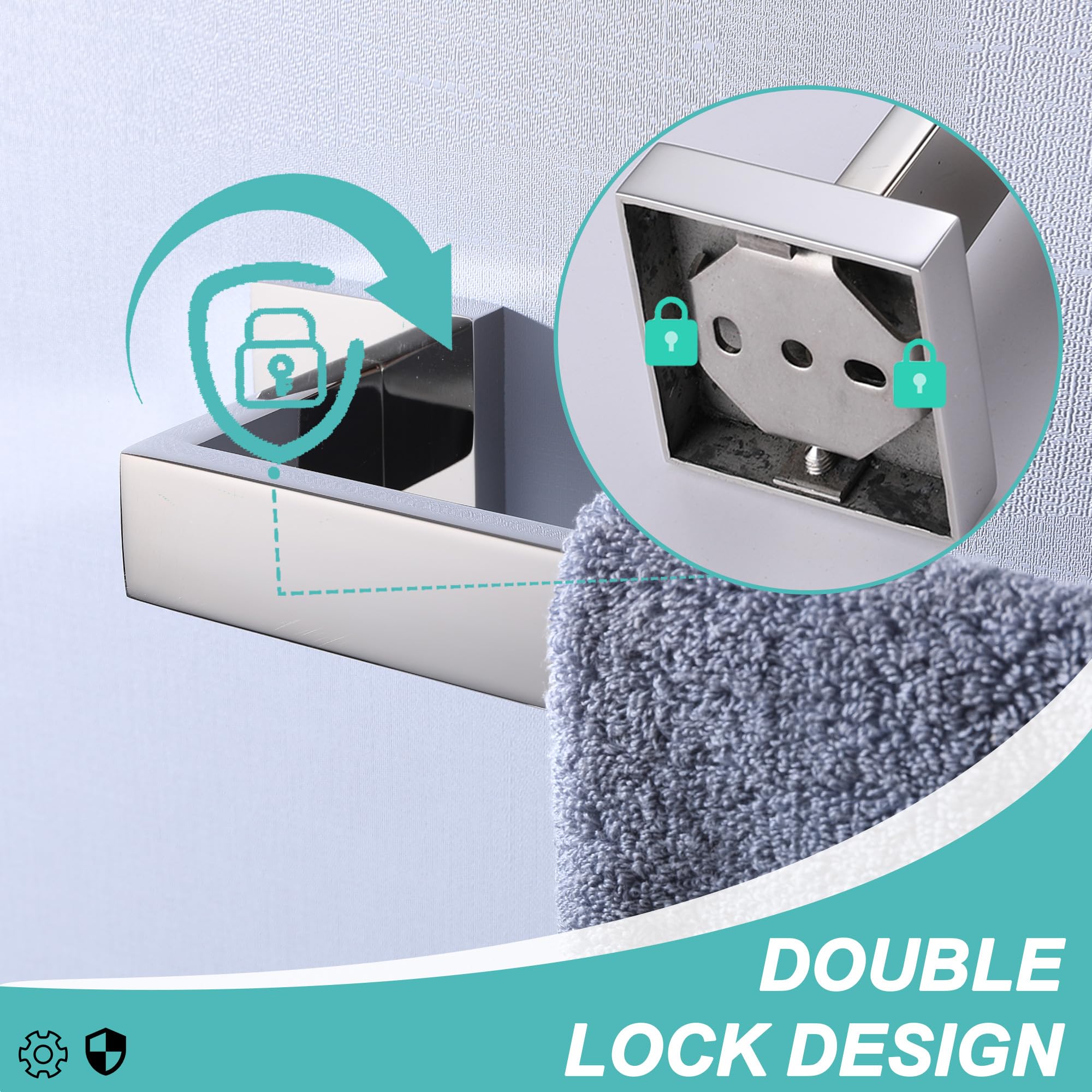 Lanc 20-Inche Silver Towel Bars For Bathroom Wall Mounted Chrome Polished Bath Towel Racks Total-22    Towel Rods Stainless Stee
