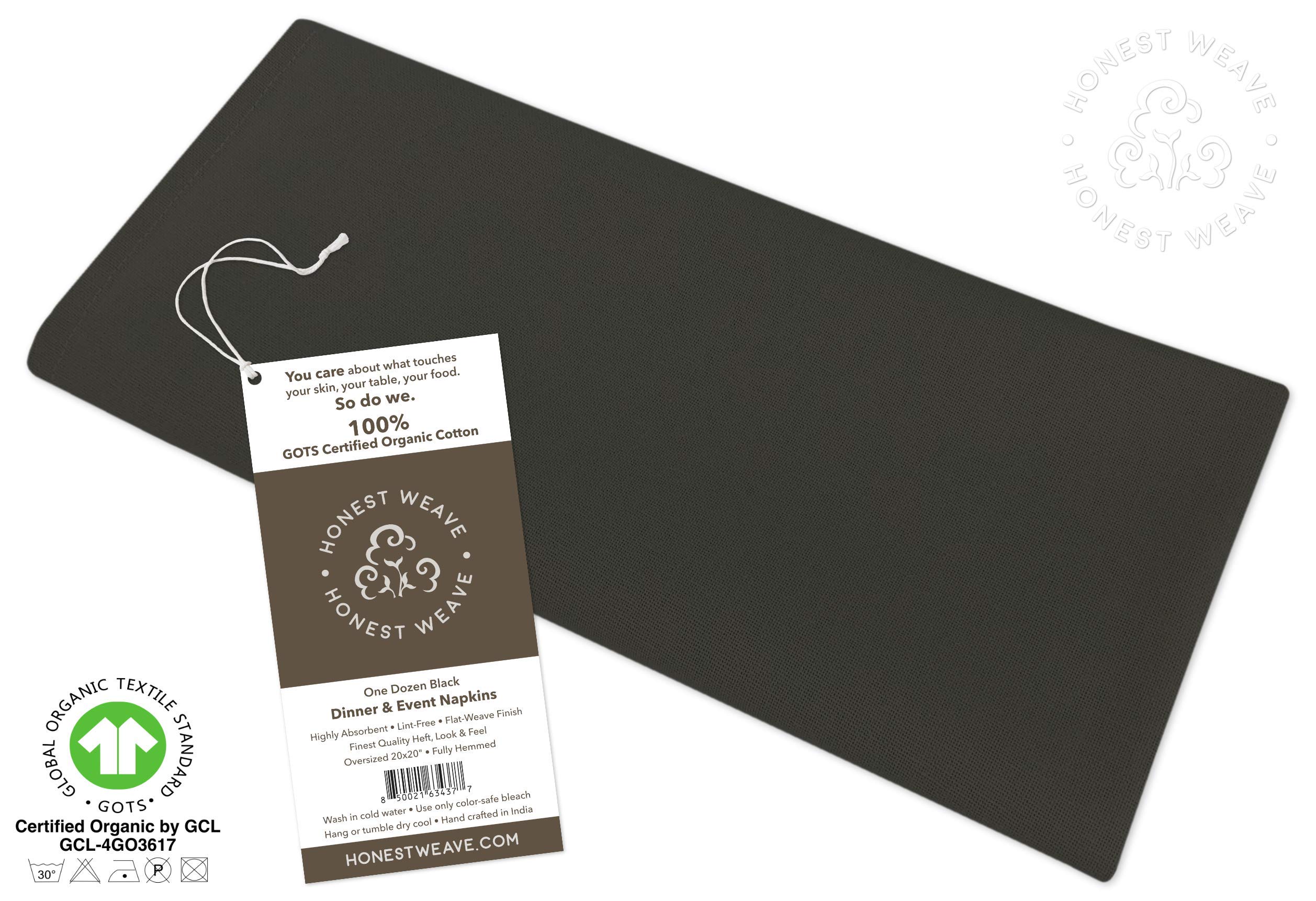 Honest Weave Gots Certified Organic Cotton Washable Cloth Napkins Sets For Everyday Dining, Dinner Parties, Weddings | Oversized