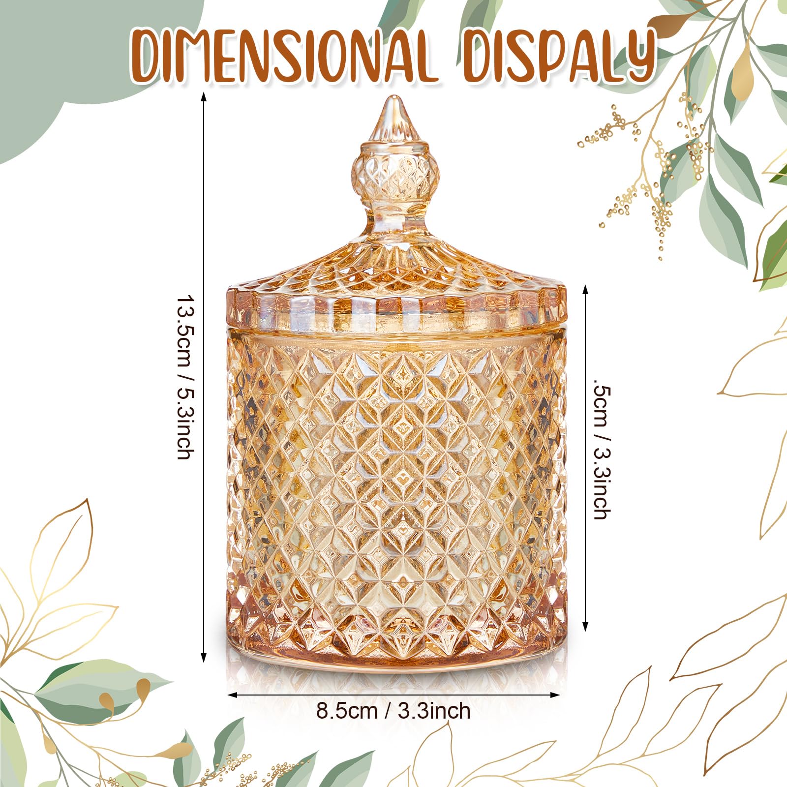 Aoriher 4 Pcs Crystal Glass Candy Jar With Lid Home Decorative Jar Glass Storage Bathroom Jars Jewelry Box Canister Jar For Cott