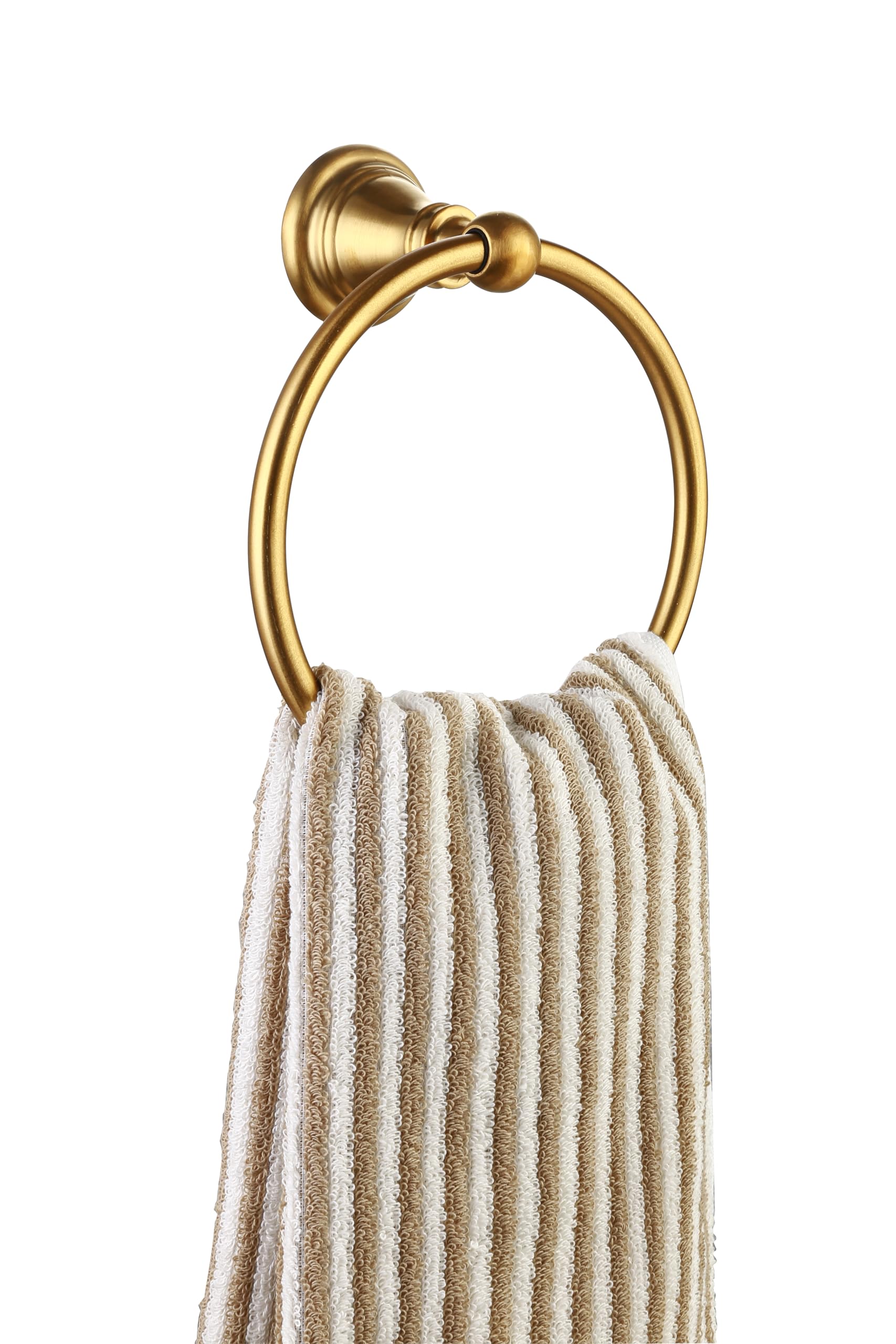 Derengge F-080-Bg 4 Piece Bathroom Hardware Set With 18 Inch Towel Bar -Towel Ring- Paper Holder-Robe Hook, Brushed Gold