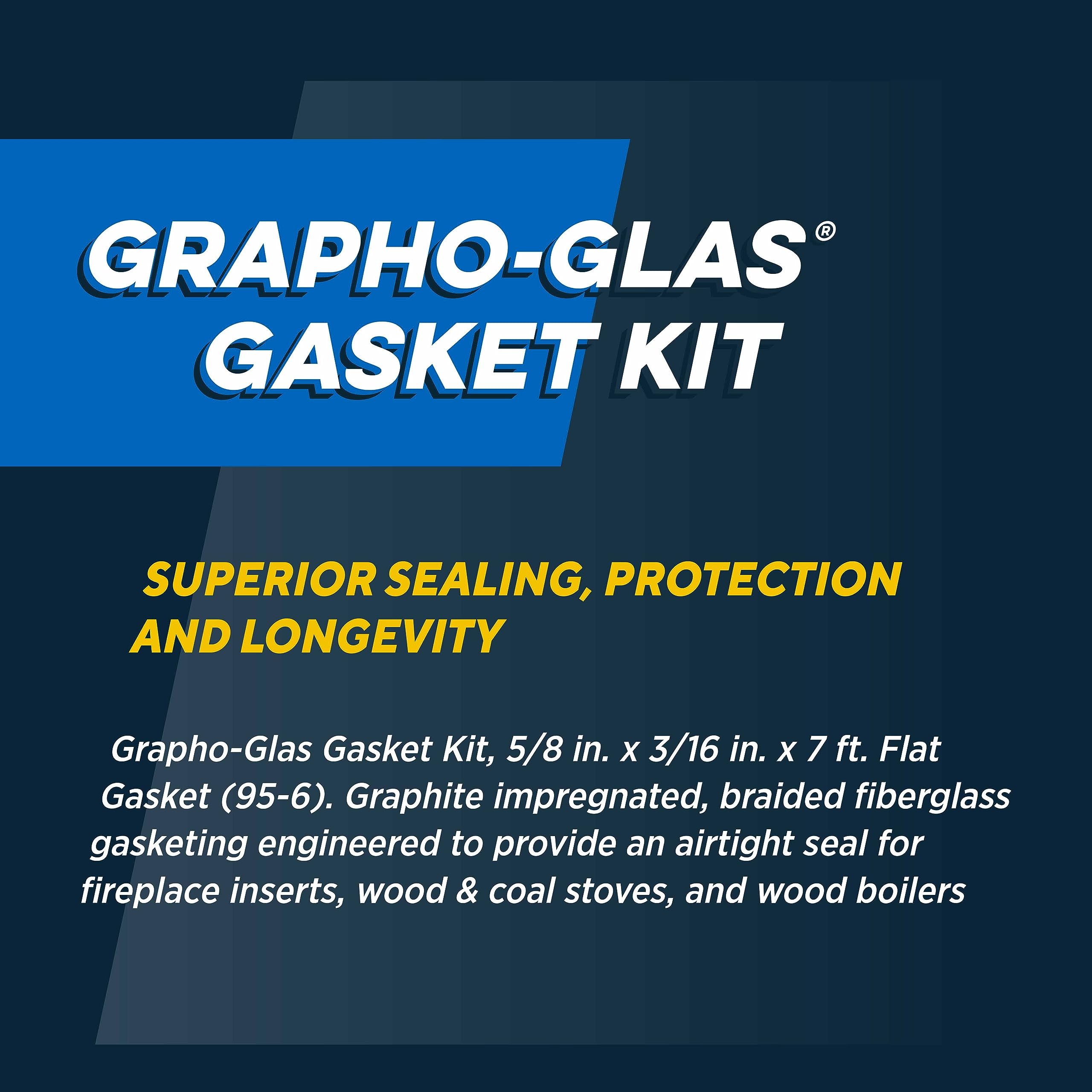 Rutland Products 95-6 Graphite Impregnated Flat Gasket Kit, 5/8'' X 3/16'' X 84'', Black