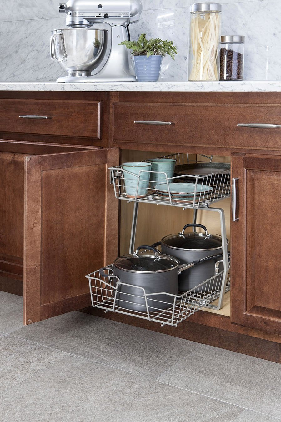 Closetmaid 3089 2 Tier 14-Inch Kitchen Cabinet Organizer, Nickel