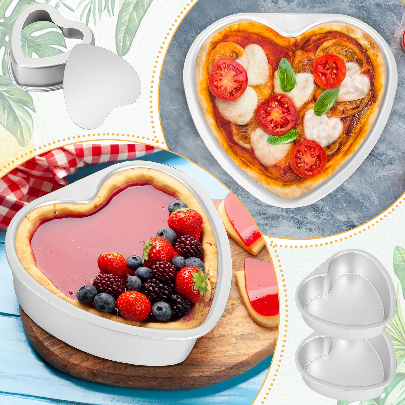 Uiifan 6 Pcs 6 Inch Heart Shaped Cake Pans With Removable Bottom Aluminum Heart Cake Mold For Oven Baking Diy Birthday Valentine