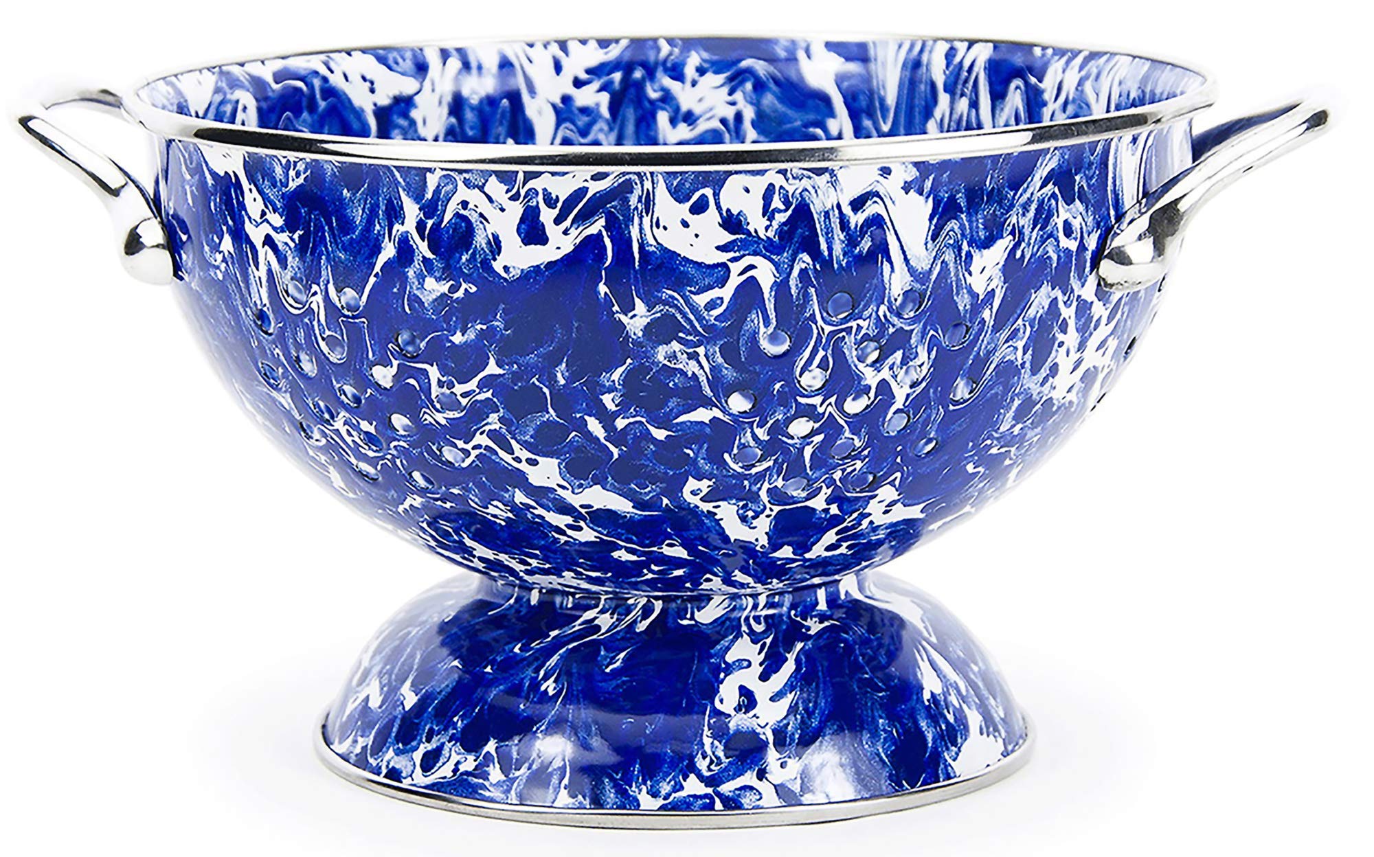 Golden Rabbit Enamelware - 3Qt Colander (Cobalt Swirl)