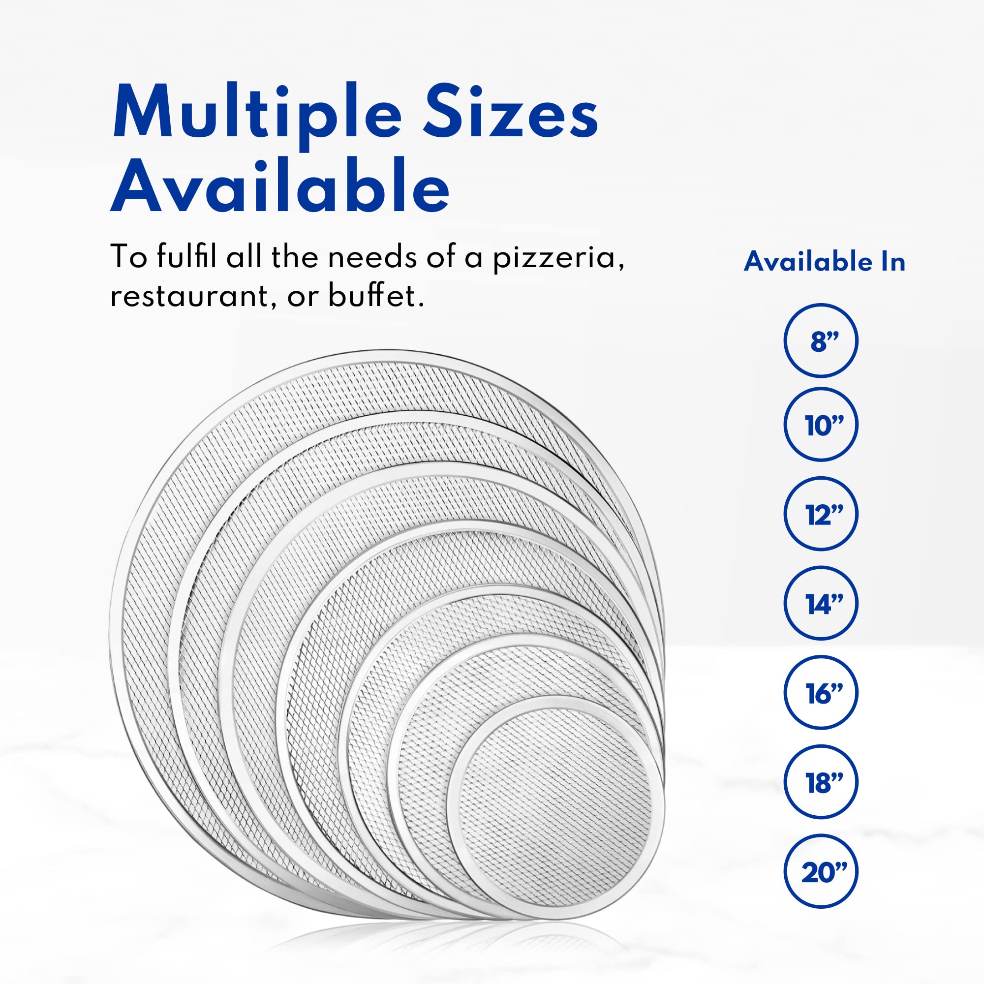 New Star Foodservice 50950 Restaurant-Grade Aluminum Pizza Baking Screen, Seamless, 12-Inch, Pack Of 6