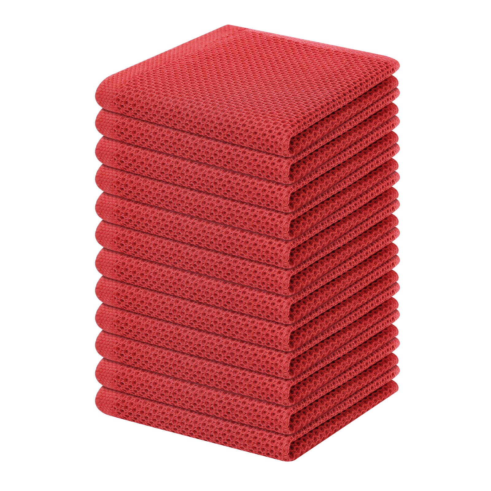 Homaxy 100% Cotton Waffle Weave Kitchen Dish Cloths, Ultra Soft Absorbent Quick Drying Dish Towels, 12 x 12 Inches, 12-Pack, Bri