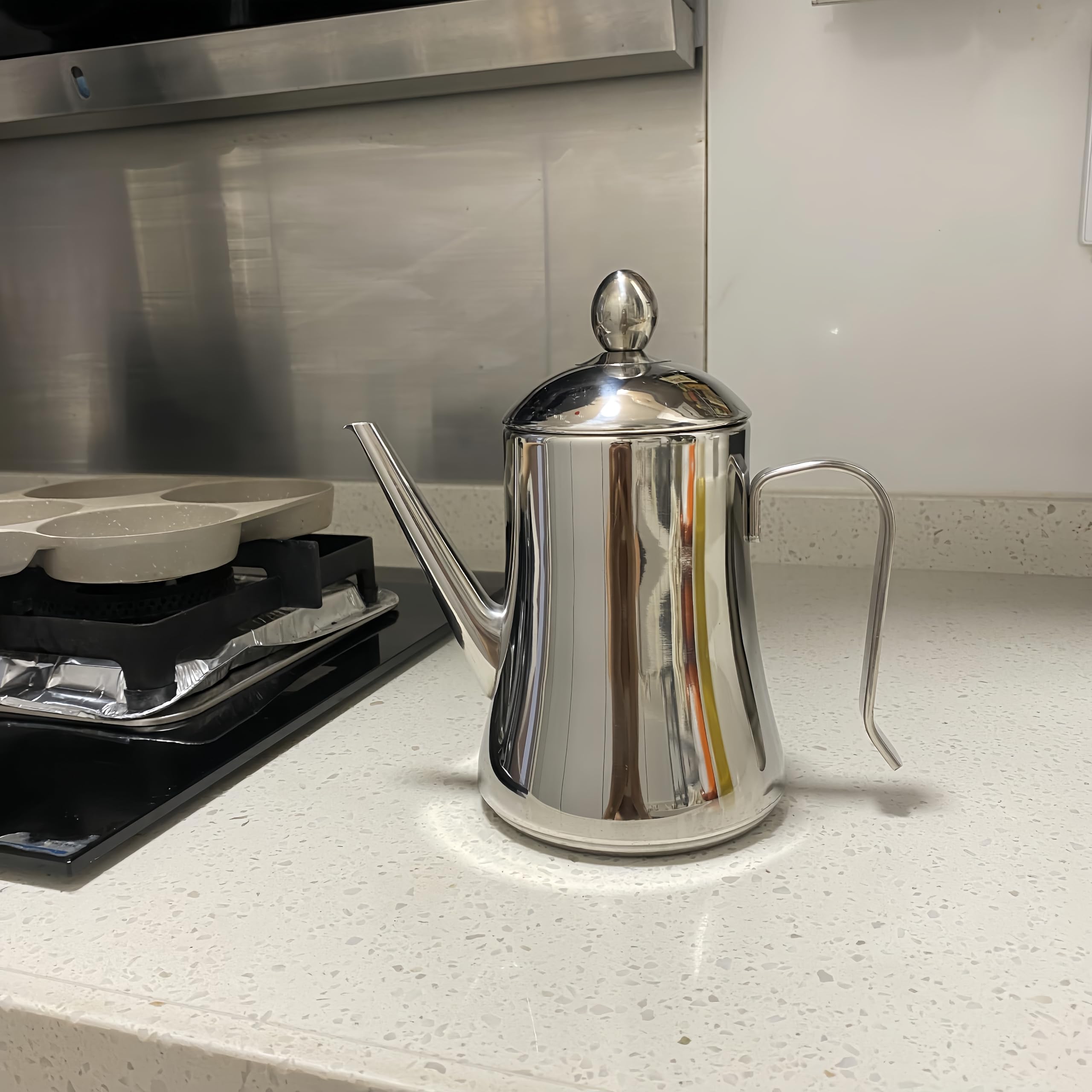 Imeea 1 Quart Large Olive Oil Dispenser Bottle Sus304 Stainless Steel Oil Dispenser With Drip Free Spout