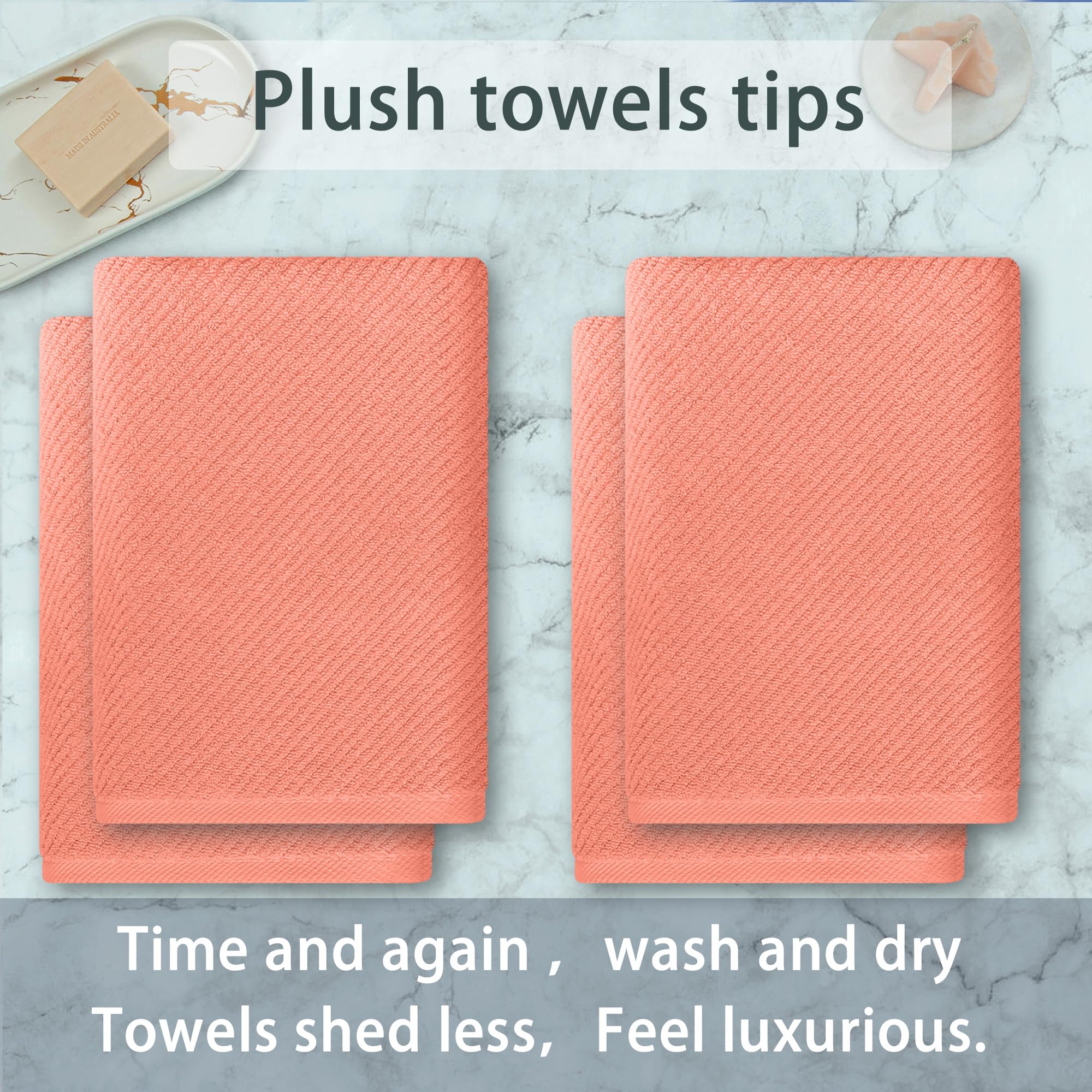 Voova & Movas Large Bath Towels, 4 Pack 30'' X 56'' - 100% Cotton | Quick Dry | Light Weight | Thick | Soft | Absorbent, Luxury