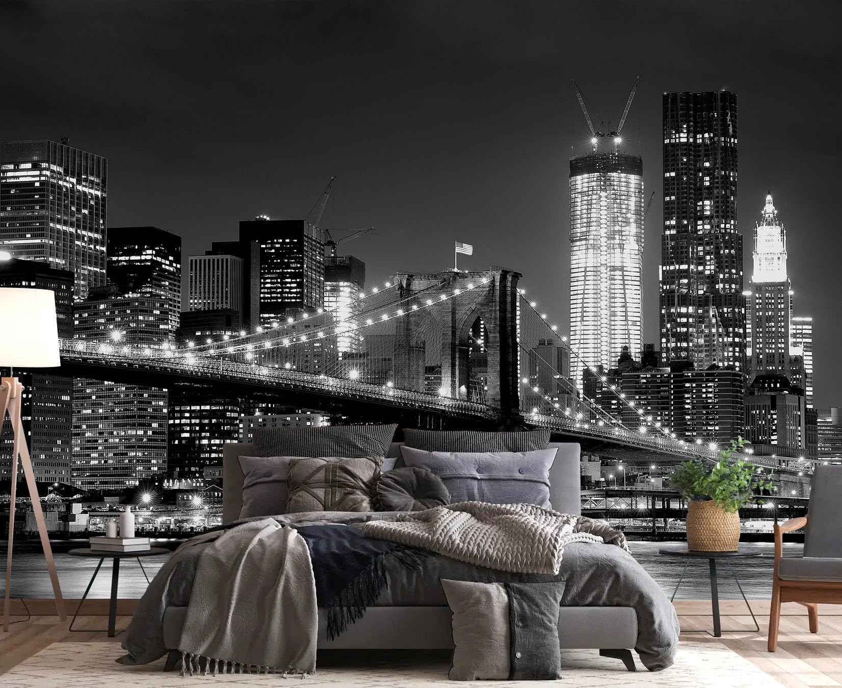 PYFFYP- Black City Night Wallpaper murals for Living Room(Not Peel and Stick)