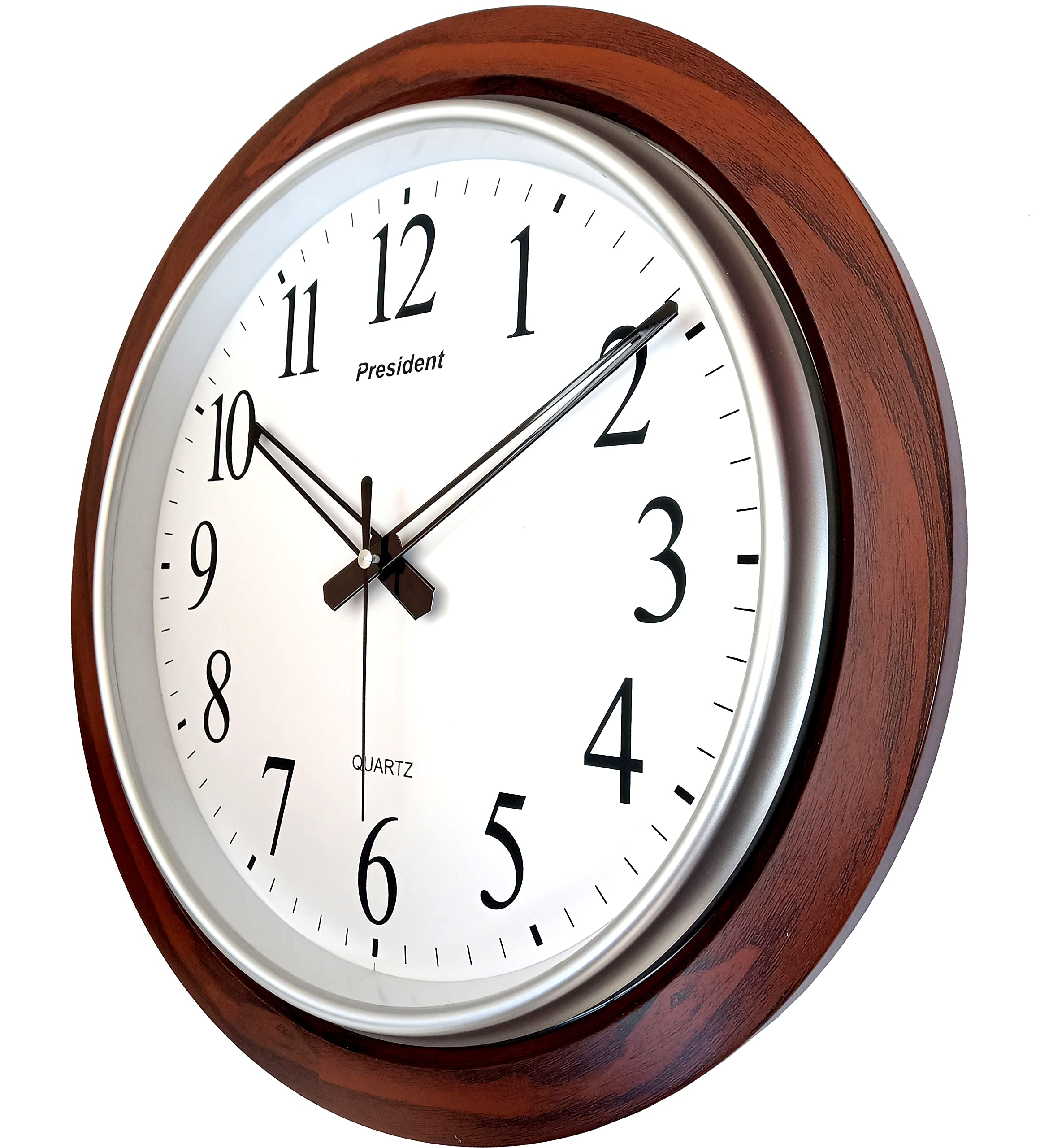 President Wooden Look Round Home Fancy Big Size Latest Antique Design Ticking Movement Analog Wall Clock - Frame 18-Inch For Kit