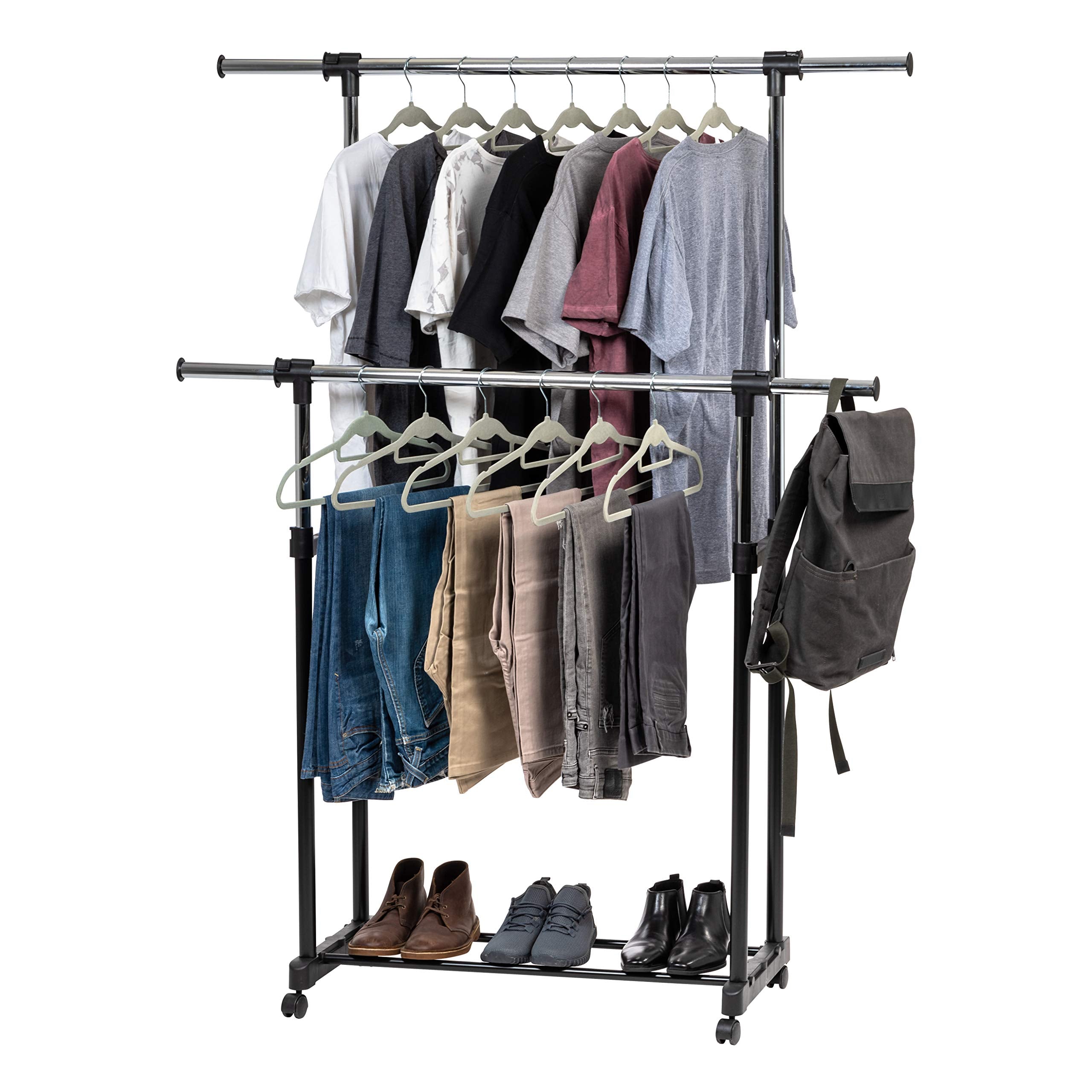 Iris Usa Adjustable And Extendable Double Rod Garment Rack
